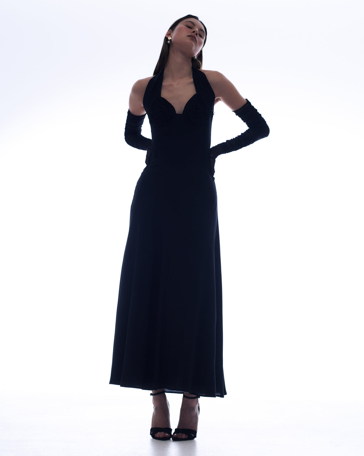 Anya Dress in black Silk Georgette