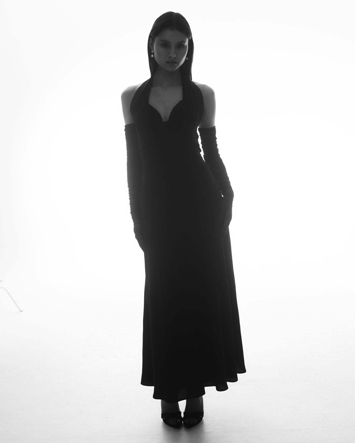 Anya Dress in black Silk Georgette