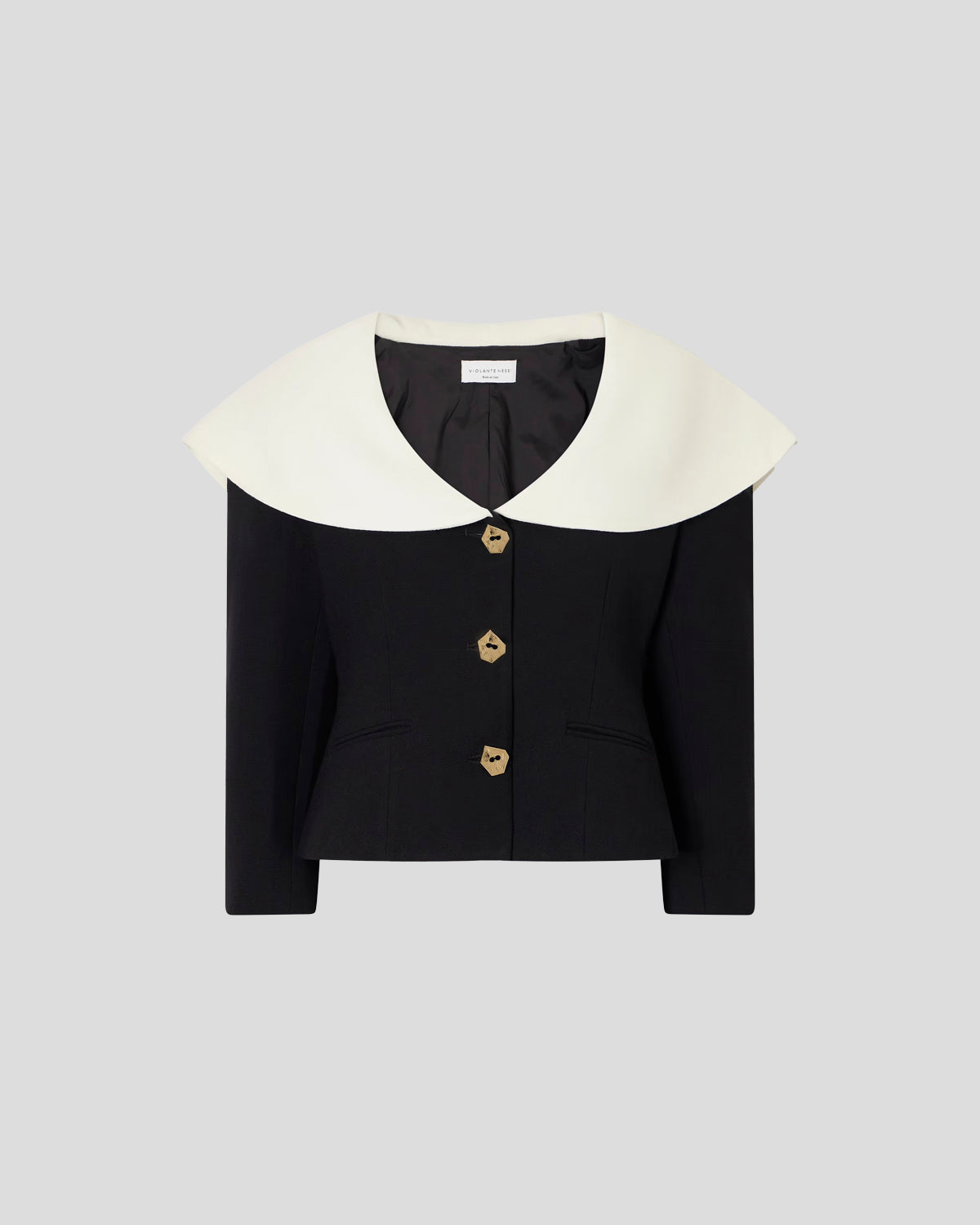 Amato blazer in double crepe wool with sculptural cape overlay