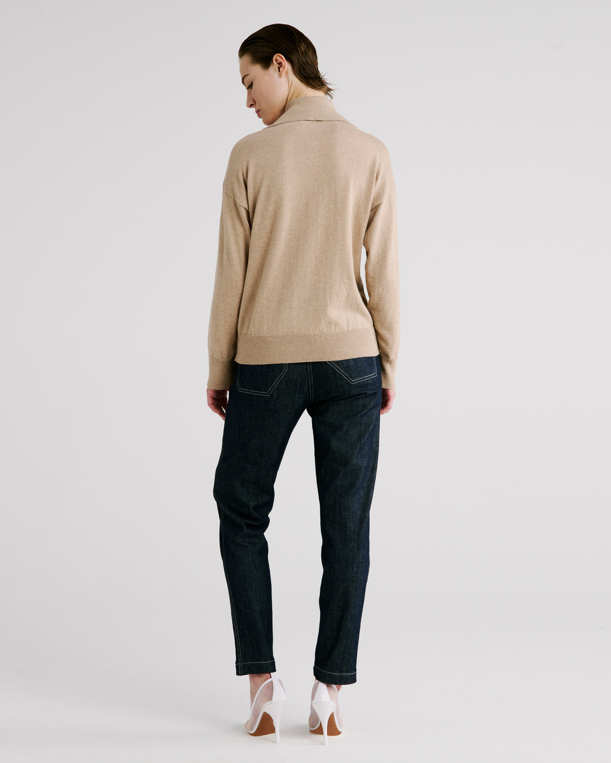 Ansel Knit Polo Sweater in beige Cashmere-Cotton