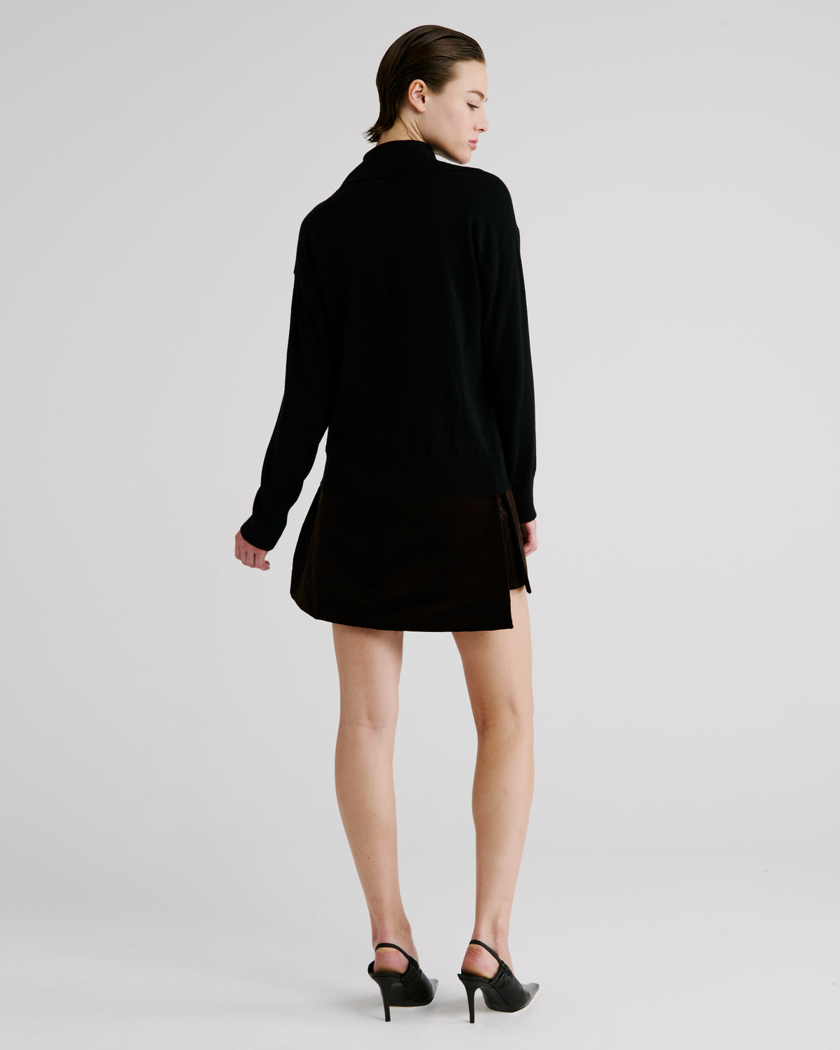 Ansel Knit Polo Sweater in black Cashmere-Cotton