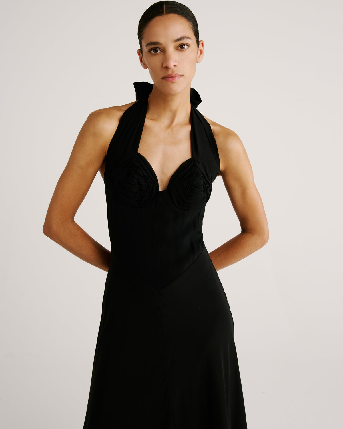 Anya Dress in black Silk Georgette