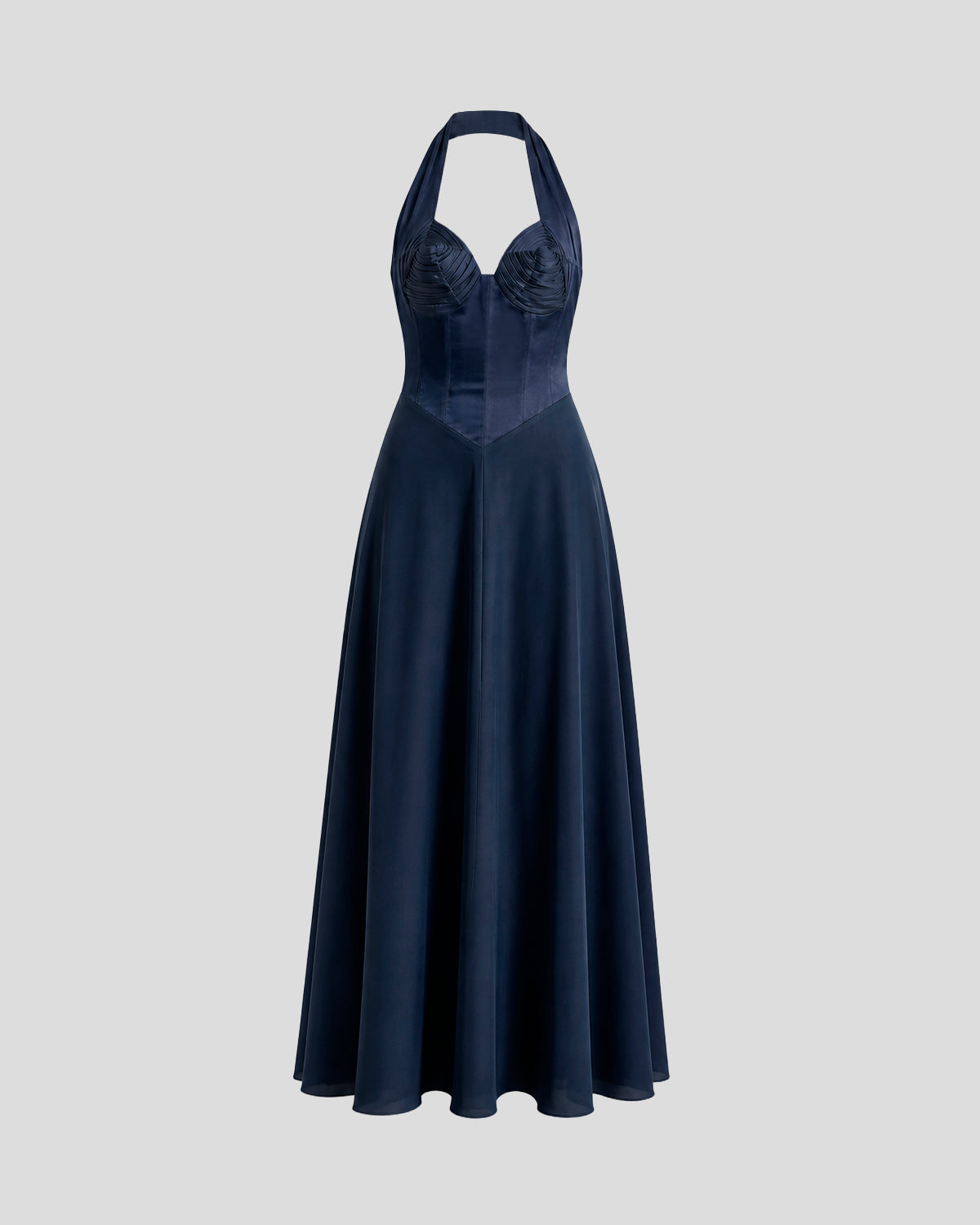 Anya Dress Sculptural Silk Satin Halterneck