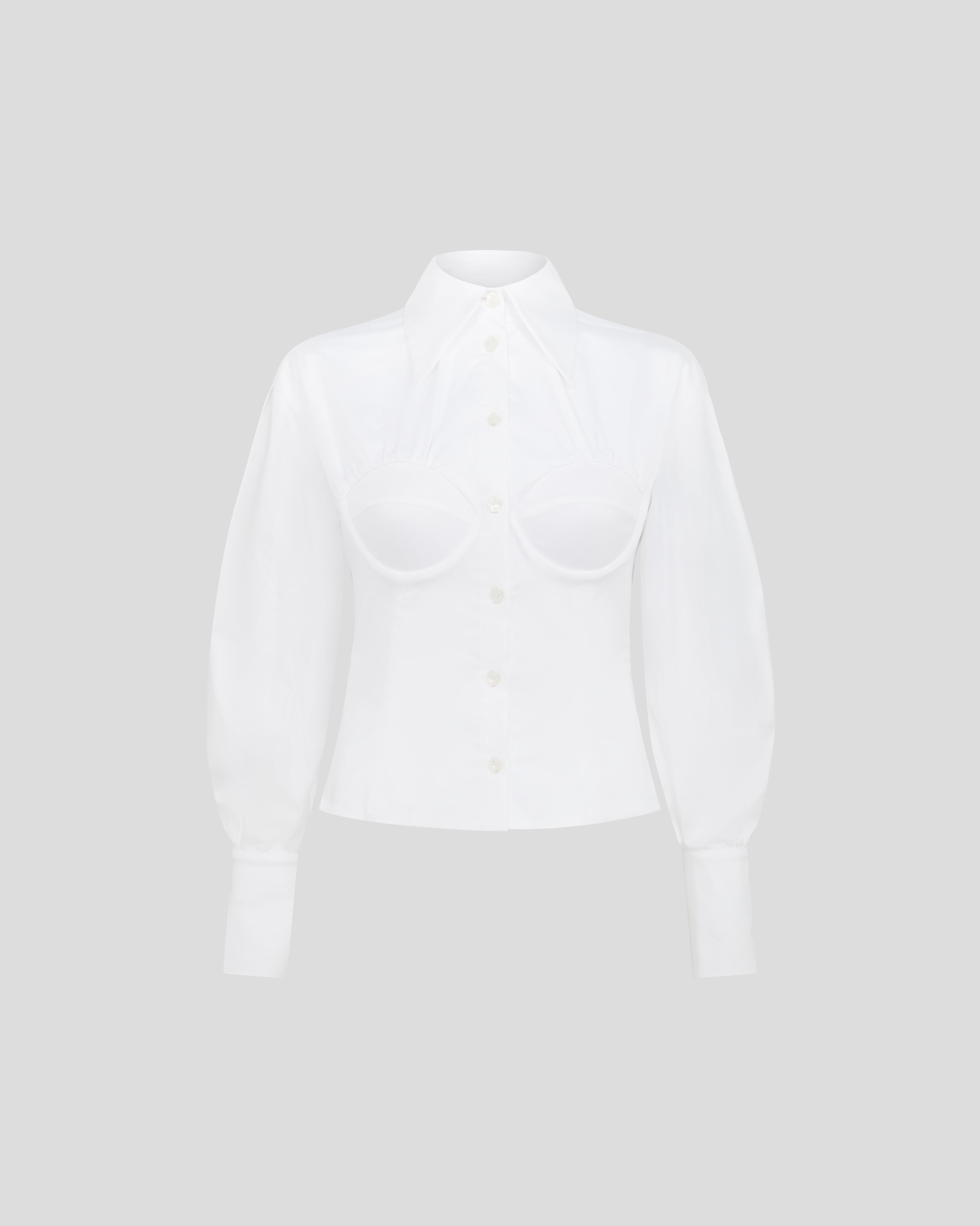 Bellezza cotton shirt with a sculptural pleated bustier