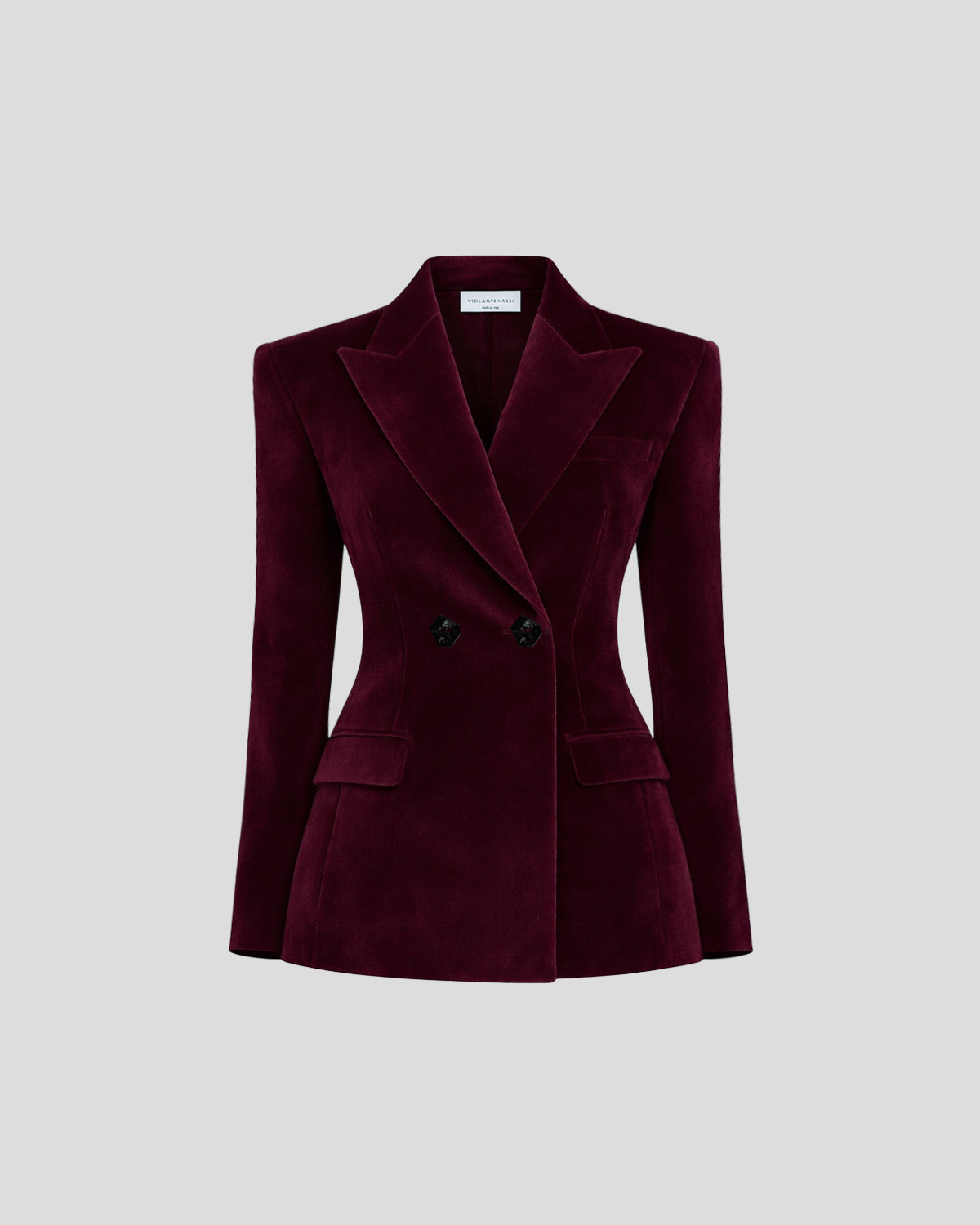 Burri Double-breasted Blazer in burgundy Silk Velvet