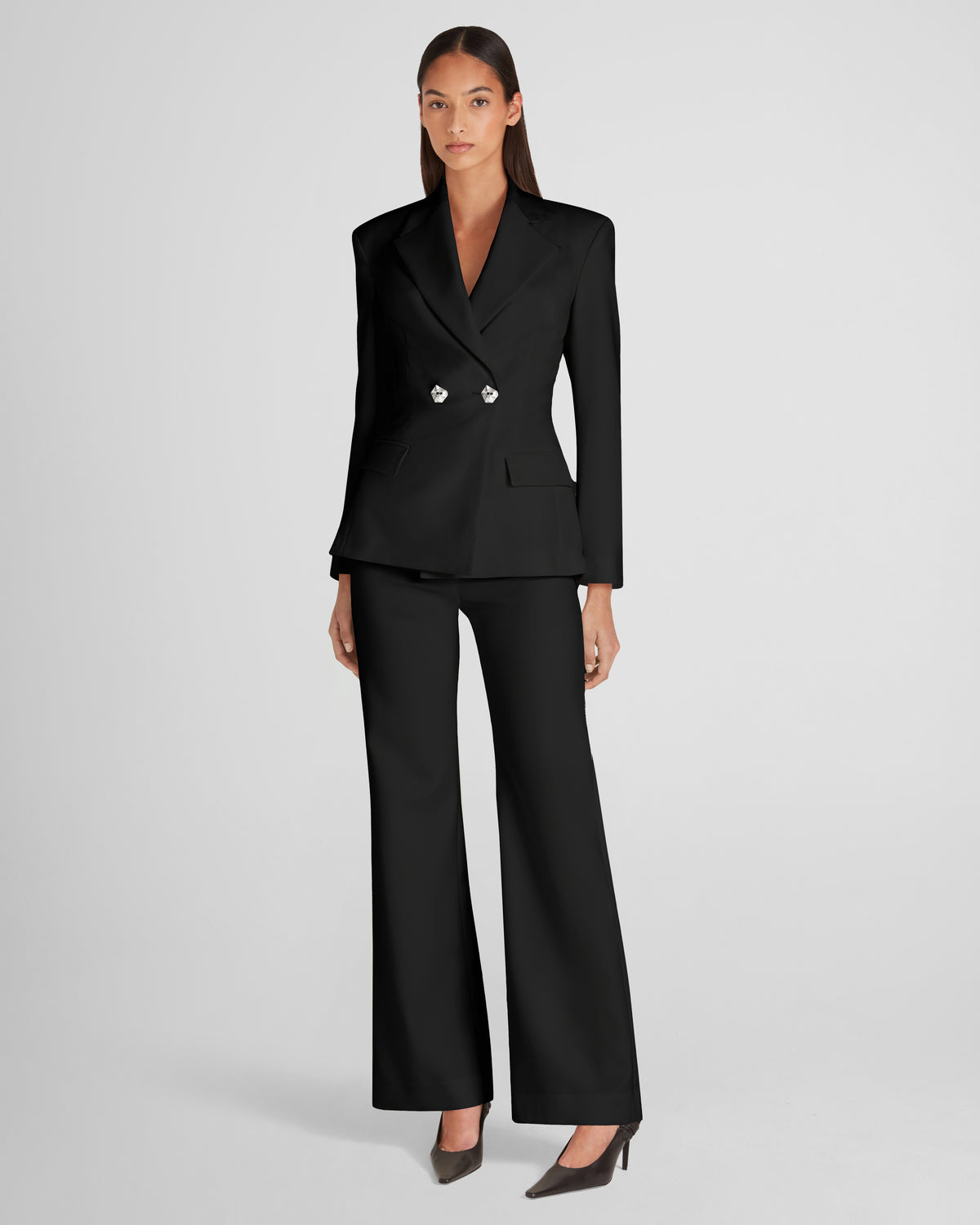 Burri wool blazer with a double-breasted sculptural form