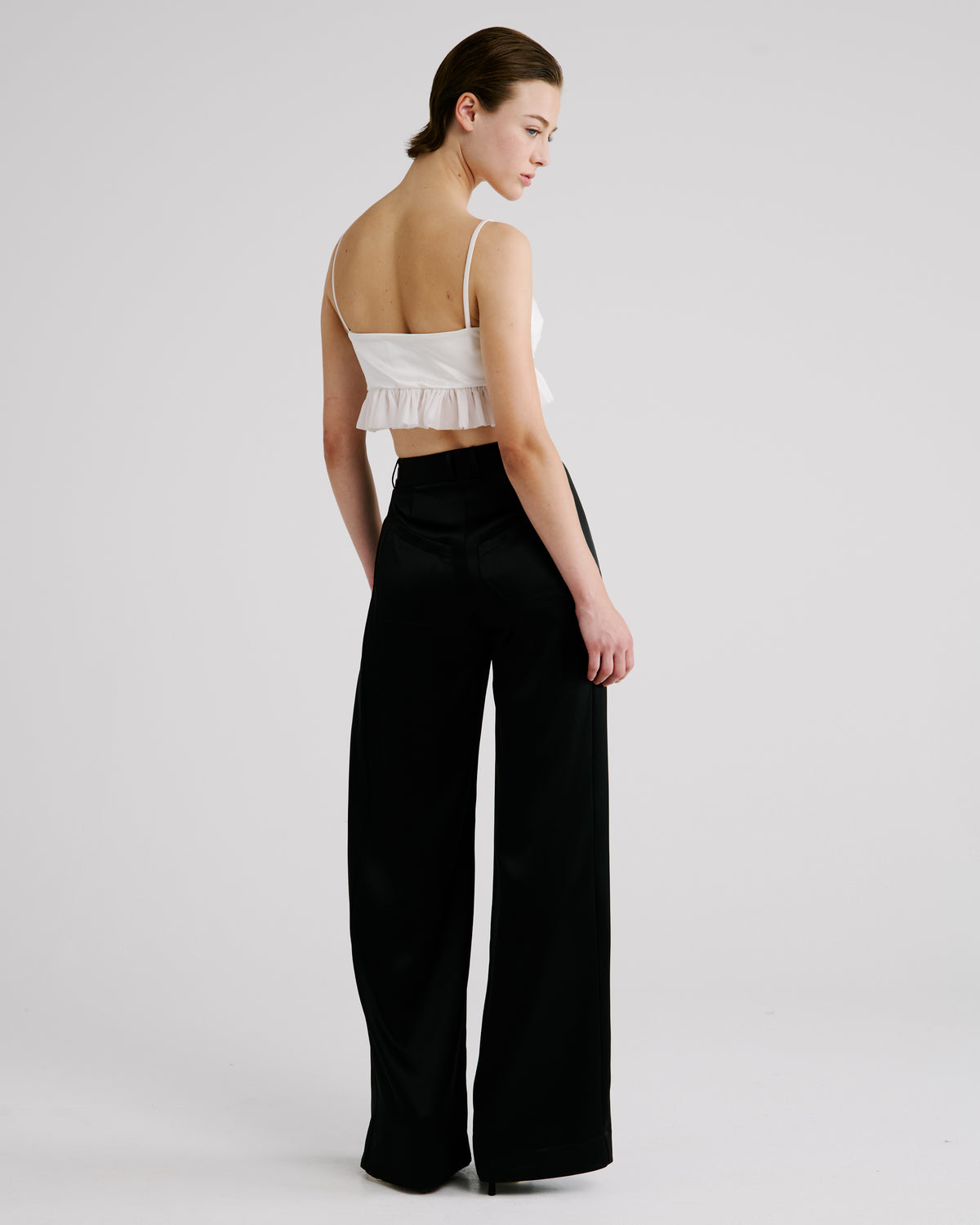 Costes Top in ivory Silk Creponne and Cady Satin
