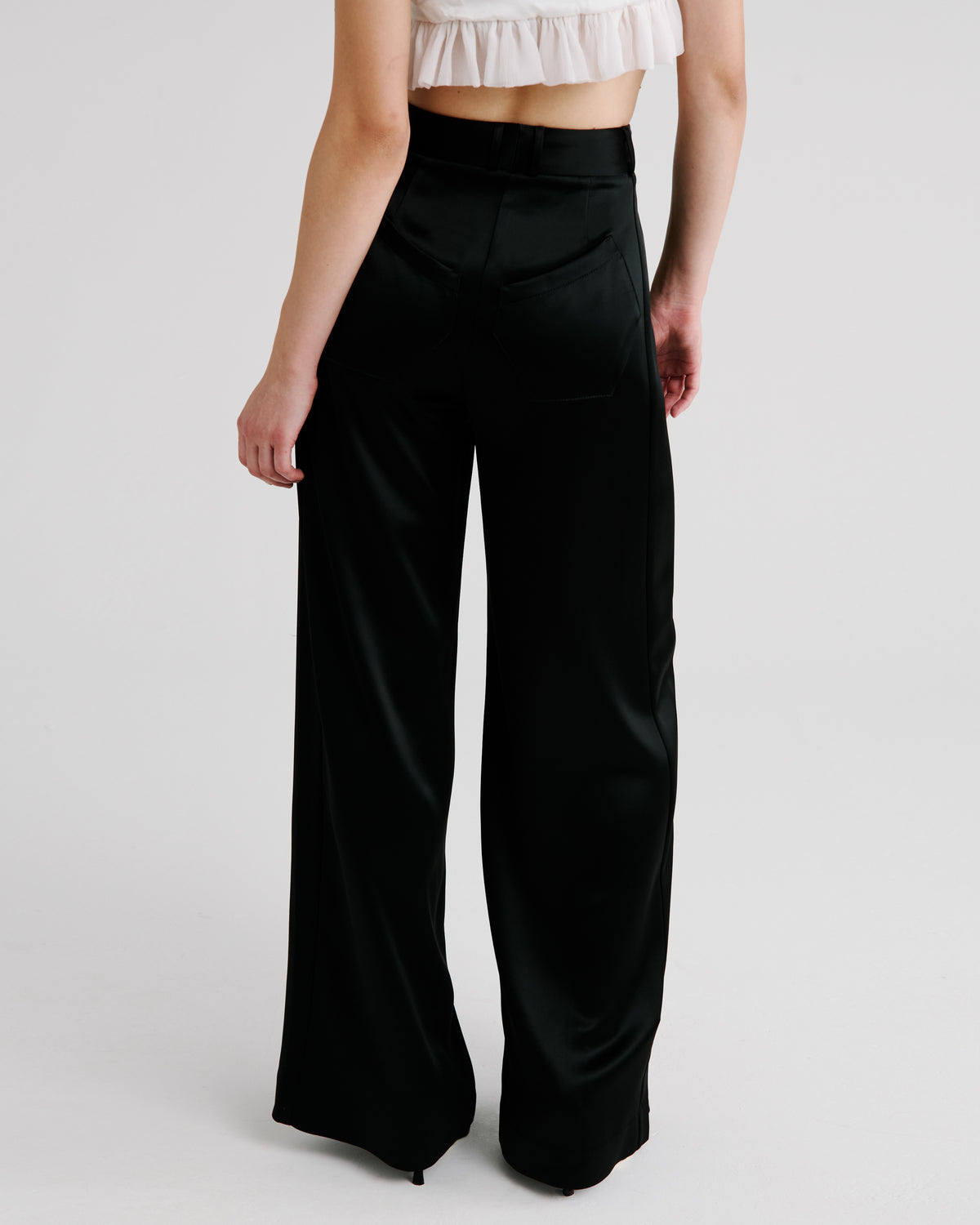 Keckler Trousers in black Cady Satin