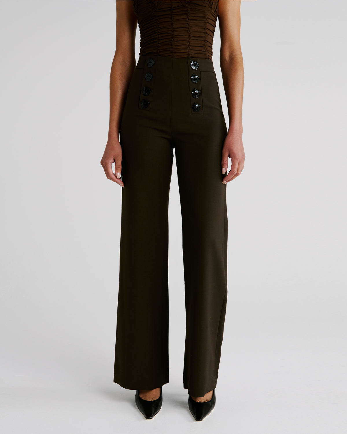 Davinhor Trousers in brown Wool Crepe