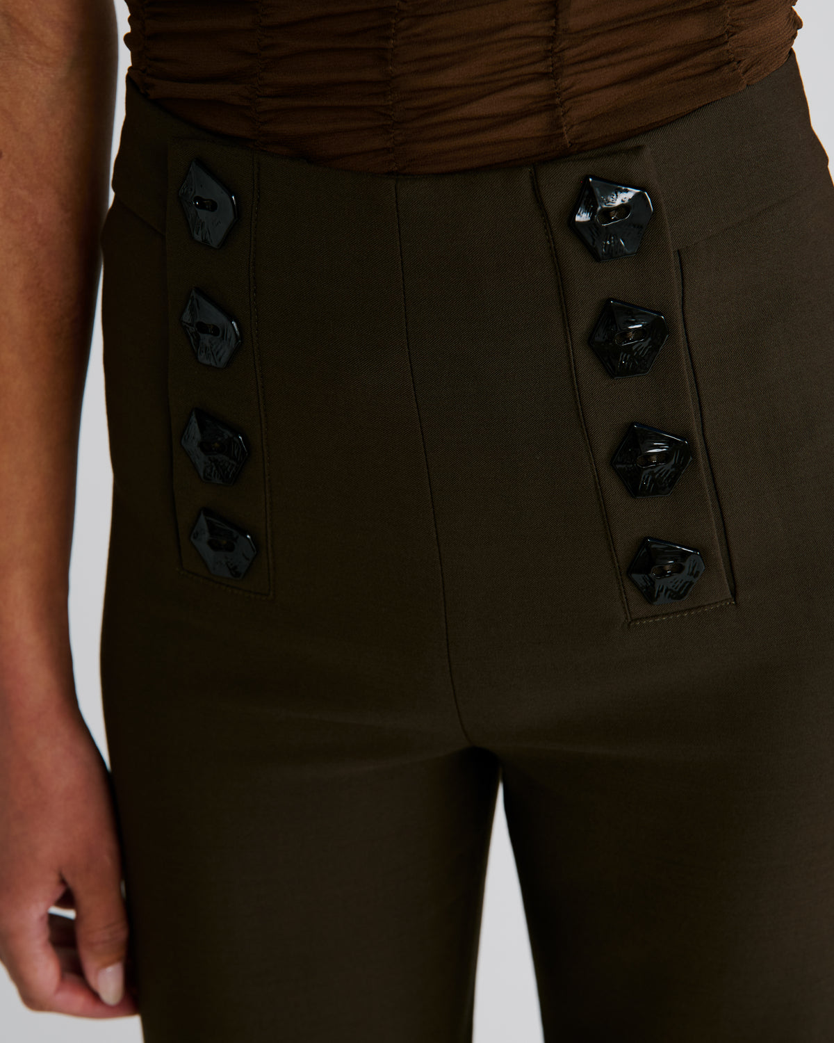 Davinhor Trousers in brown Wool Crepe