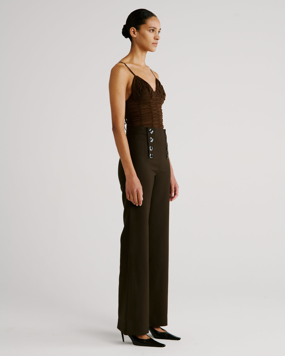 Davinhor Trousers in brown Wool Crepe