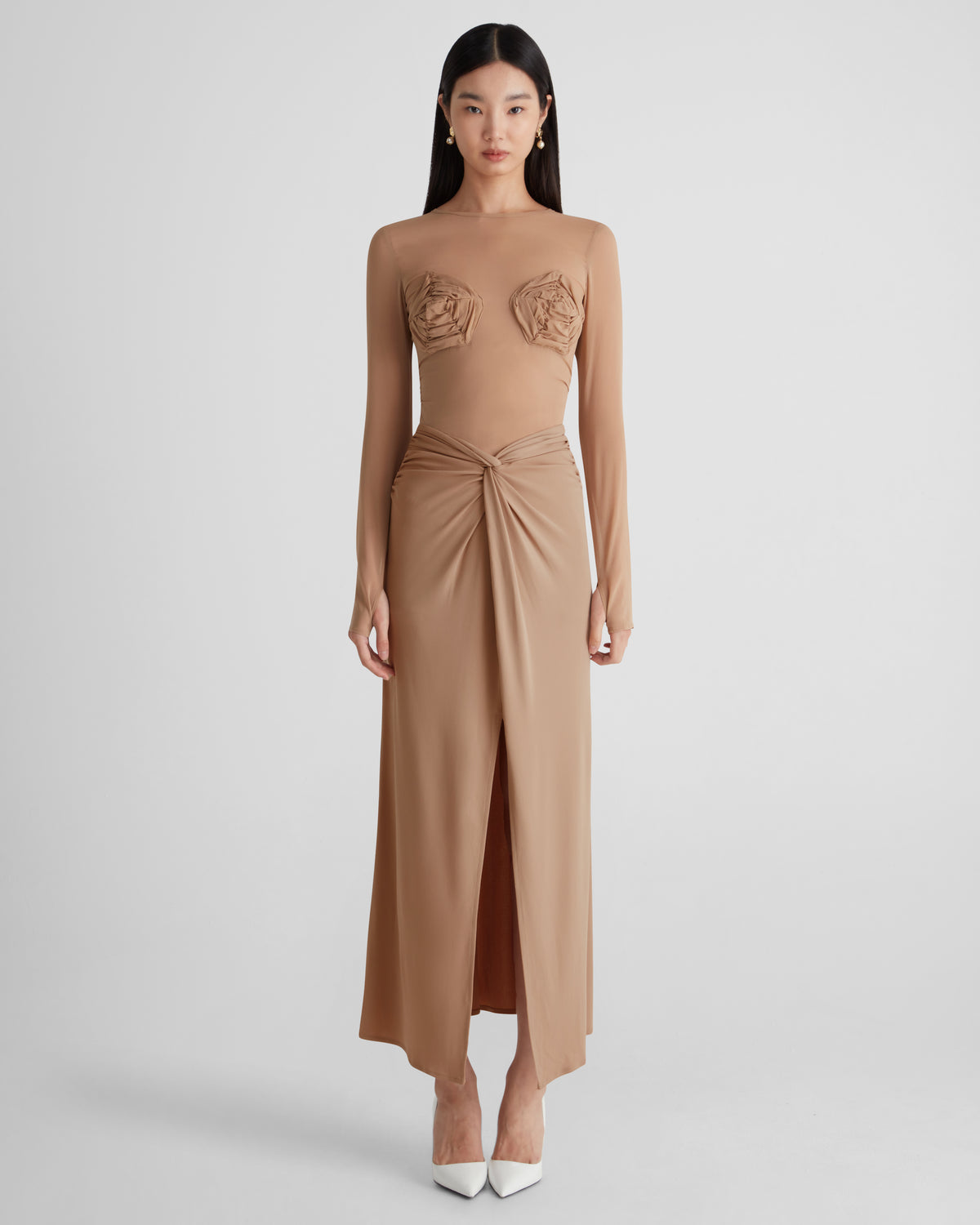 Doria Top in sheer silk georgette with ruching