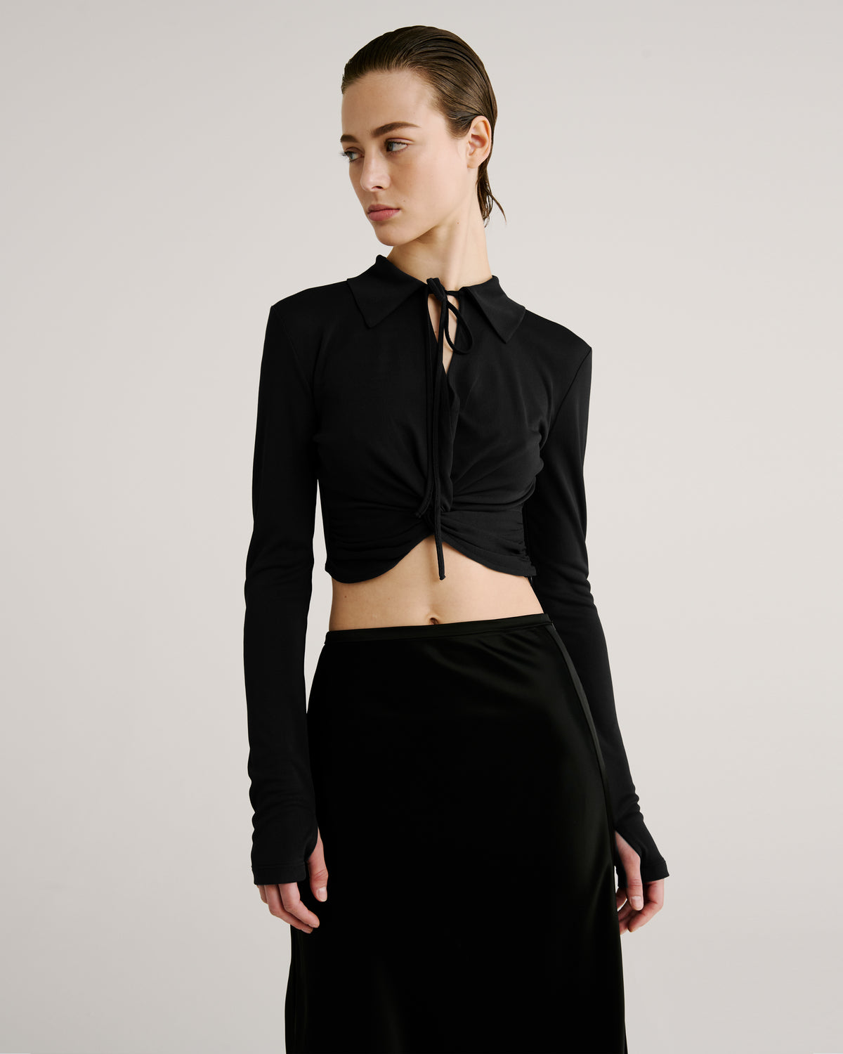 Goya Skirt in black Cady Satin