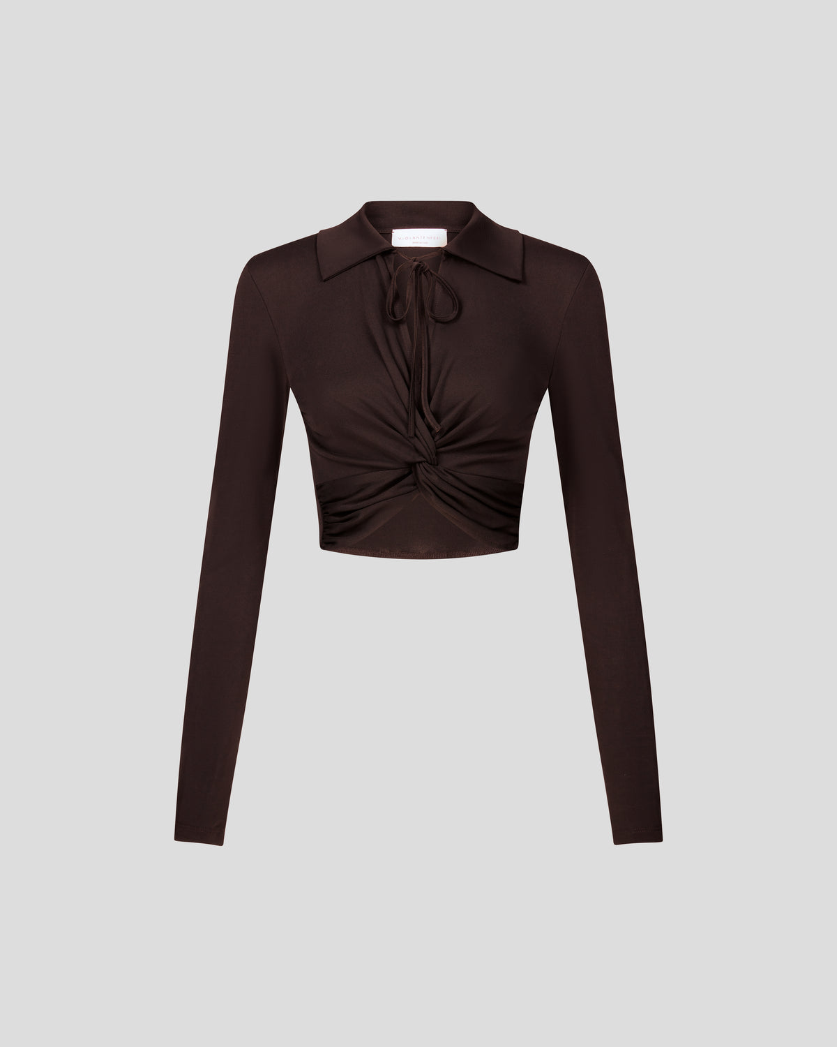 Eiza crop top in crepe jersey with a sculptural twist-front