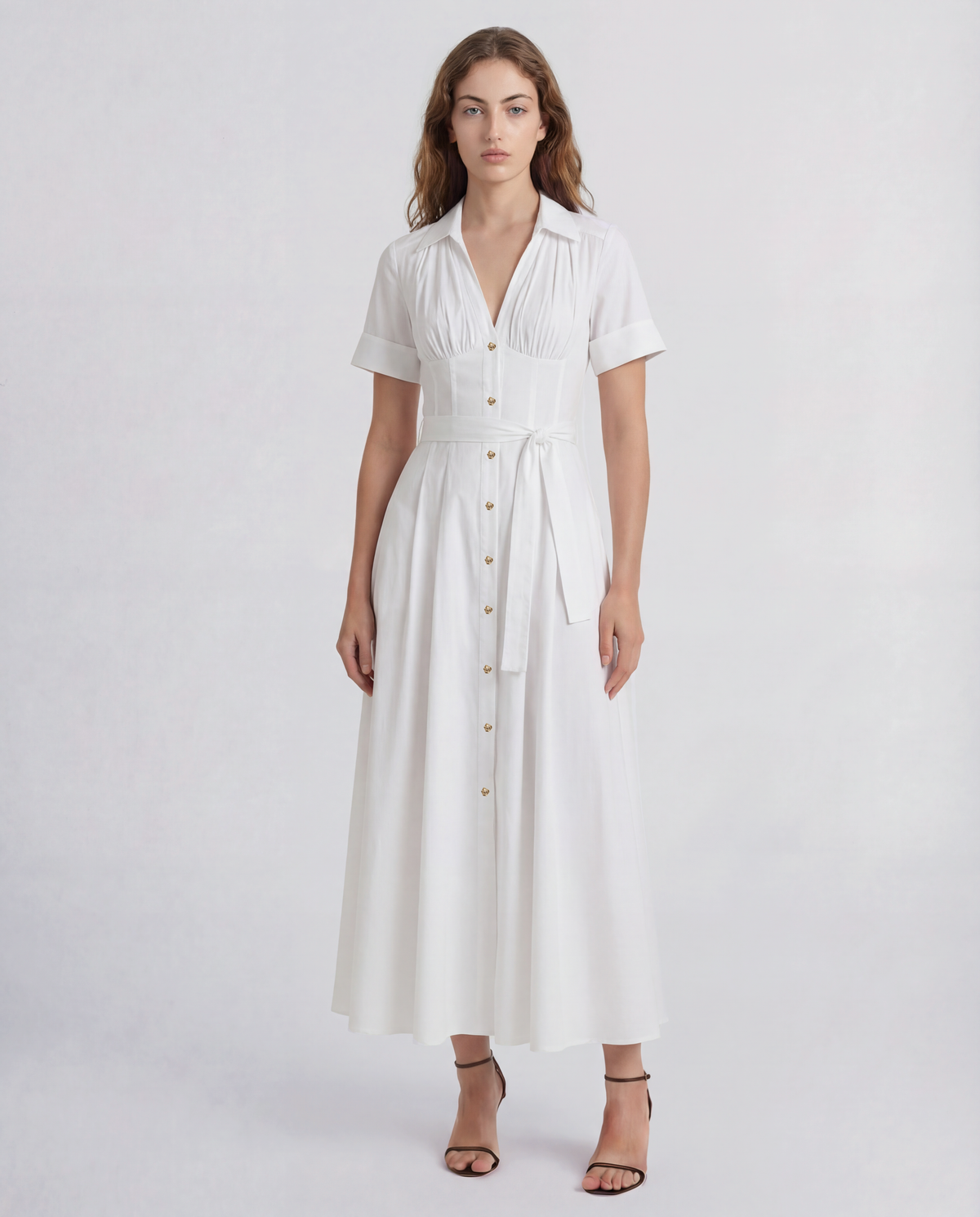 Faena dress in refined Italian cotton with a corseted bodice