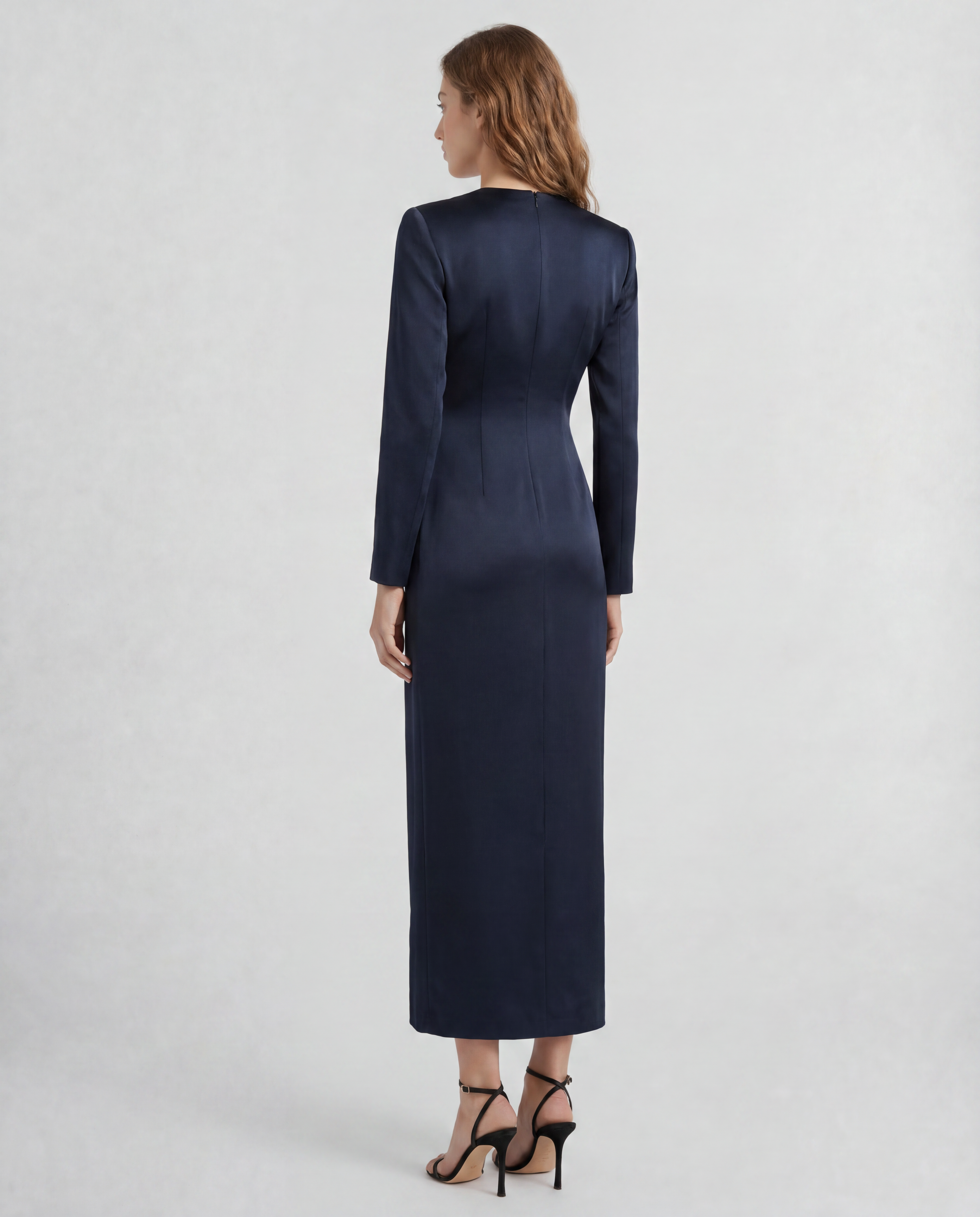 Fontana Dress in satin viscose with silk panels