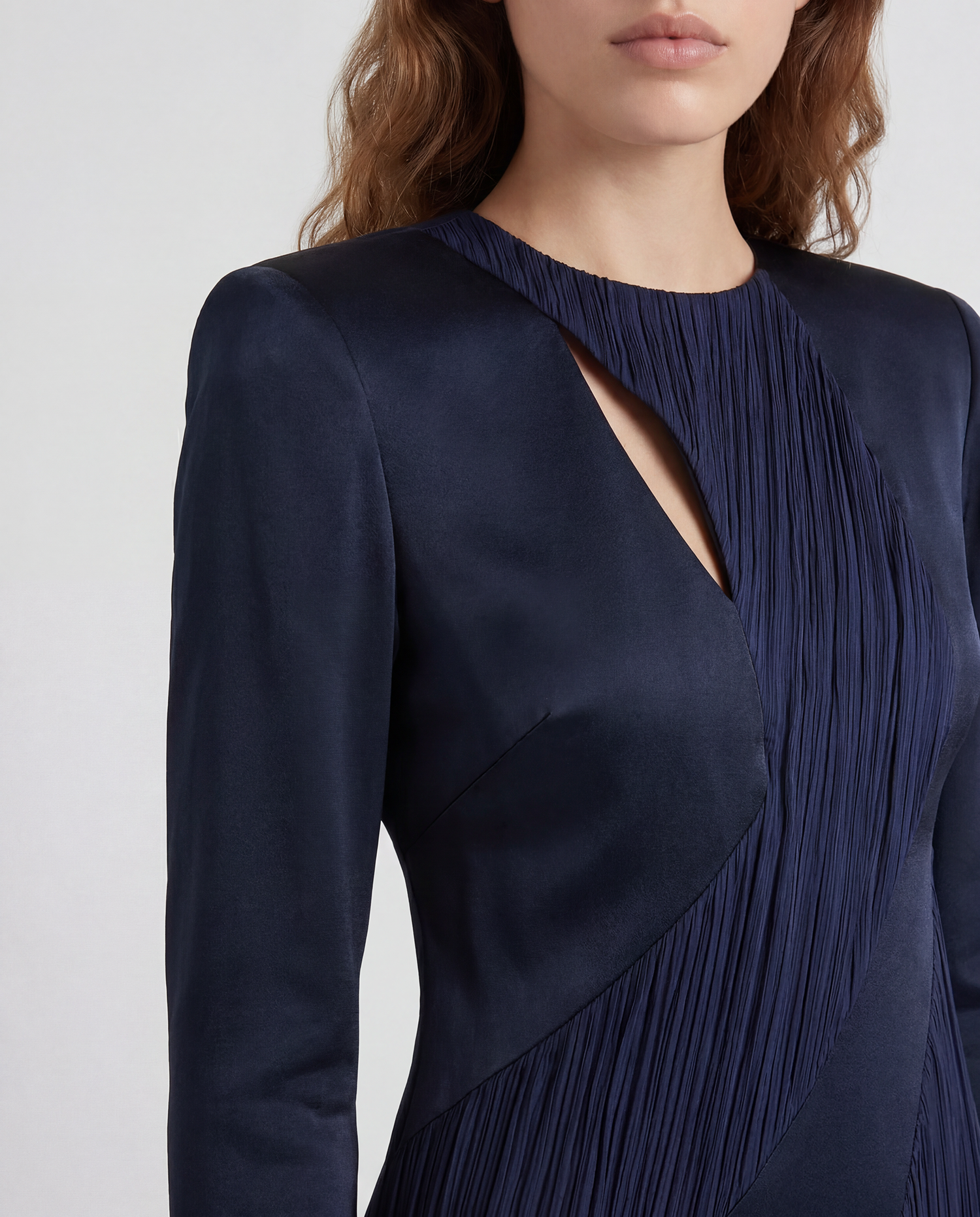 Fontana Dress in satin viscose with silk panels