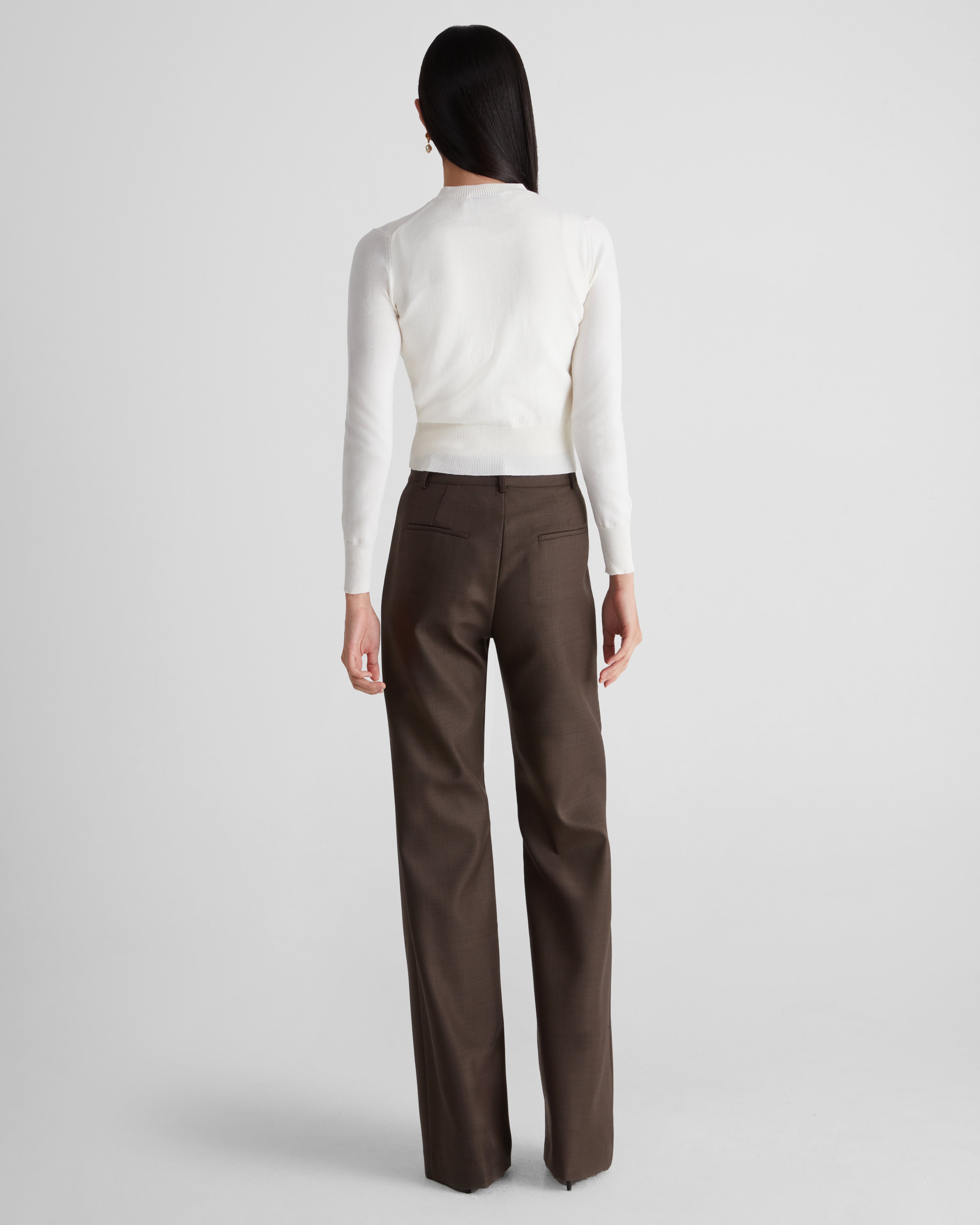 Francis Flared Trousers in crepe wool with clean lines