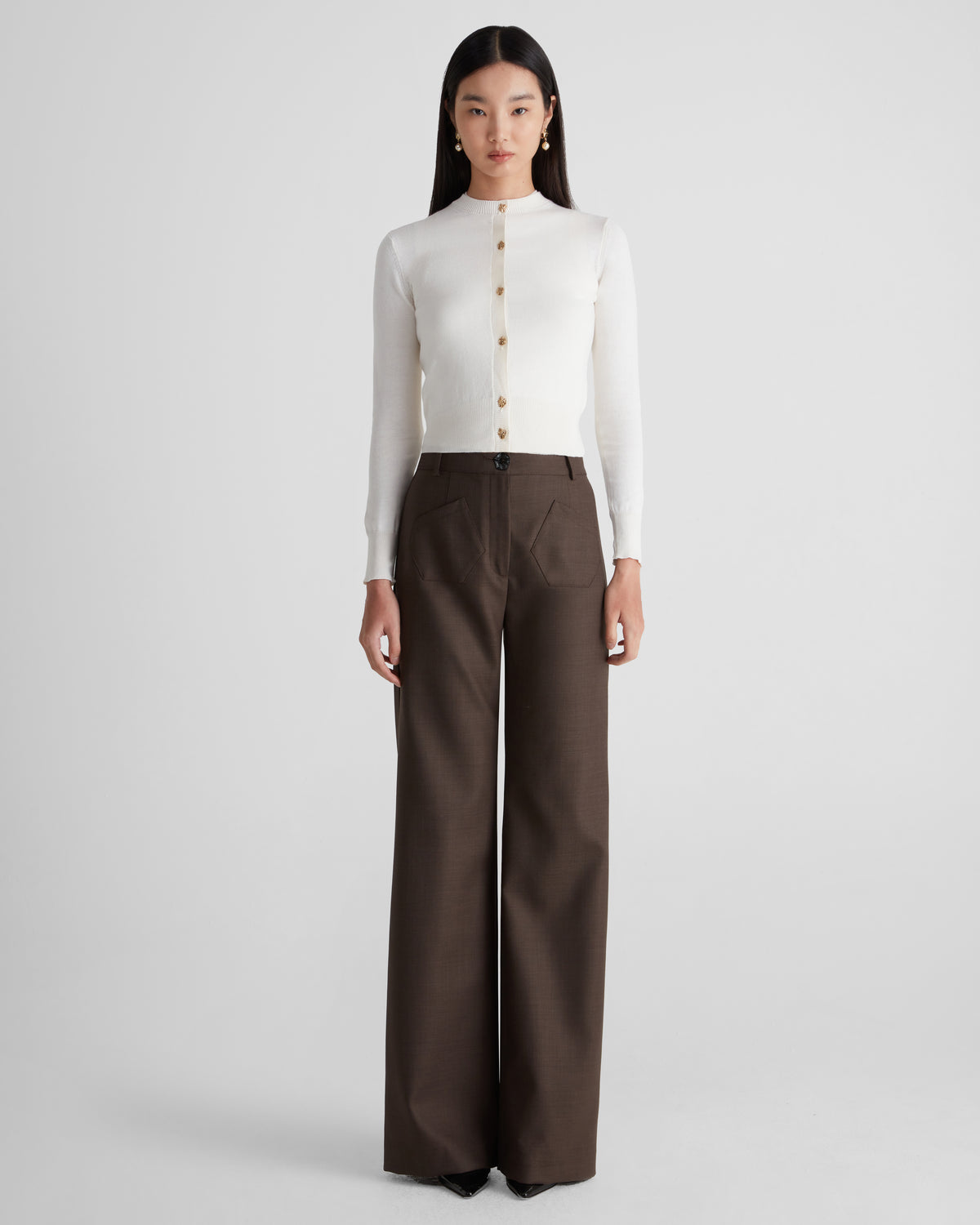 Francis Flared Trousers in crepe wool with clean lines