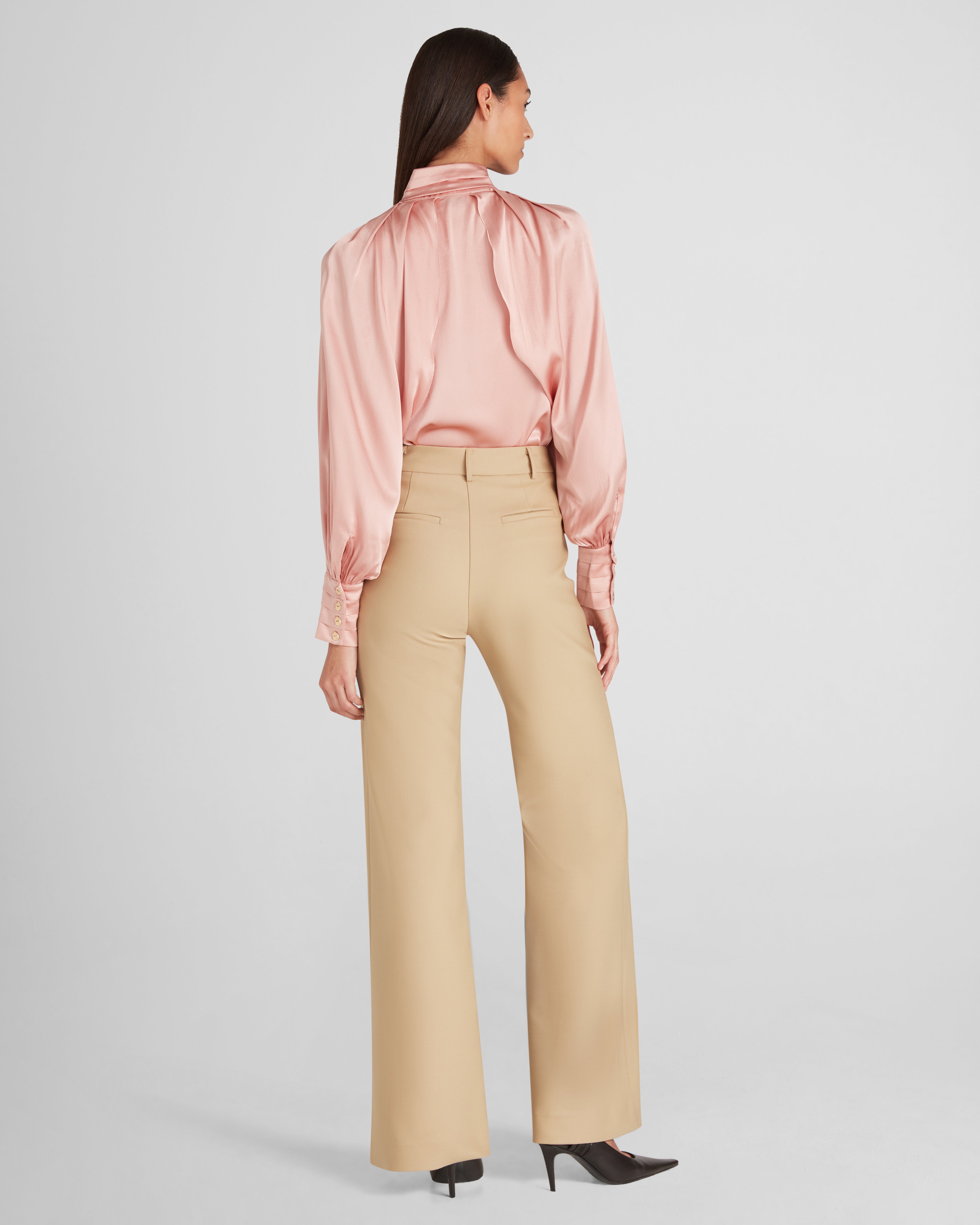 Francis Trousers in wool crepe with gently flared legs