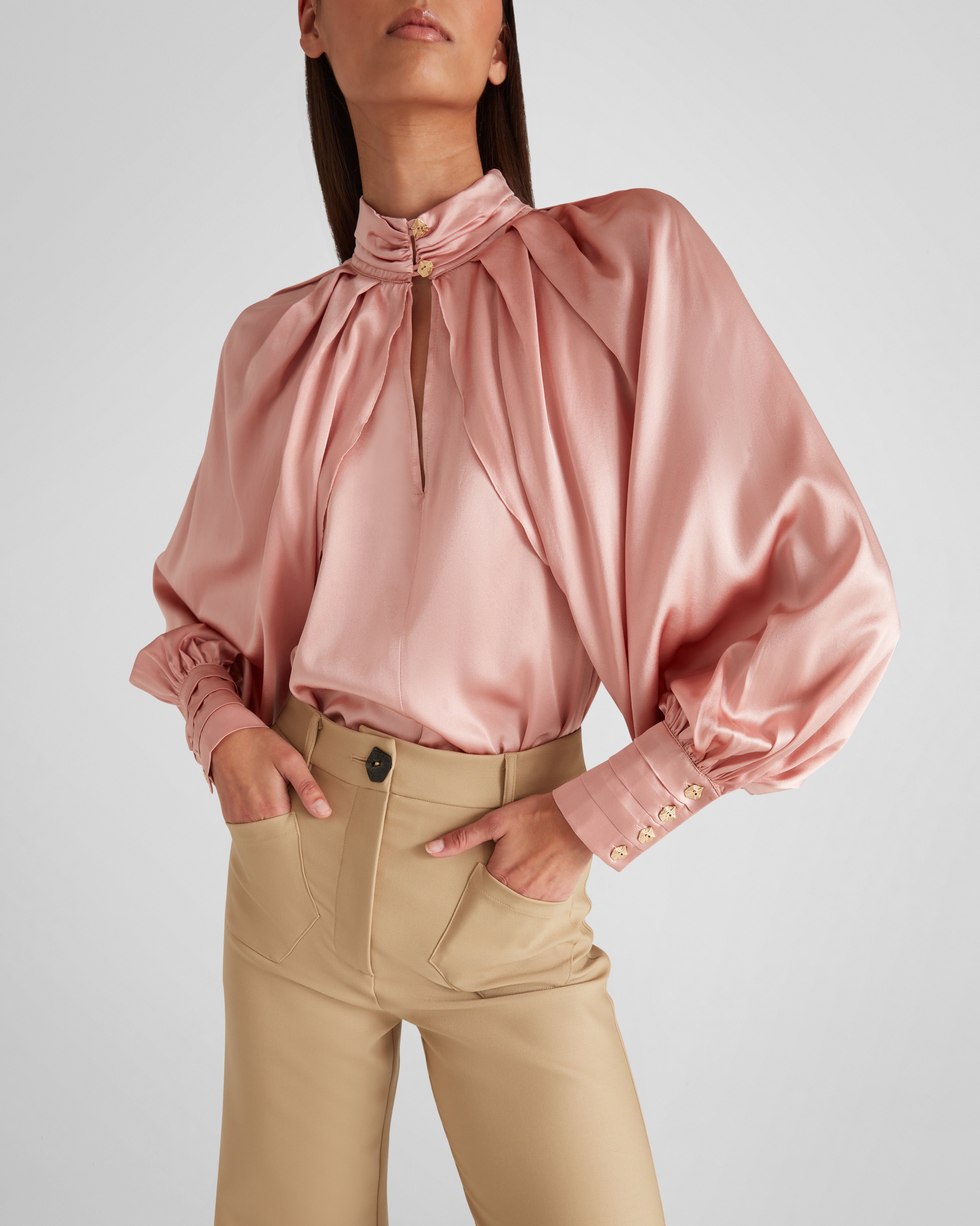 Francis Trousers in wool crepe with gently flared legs