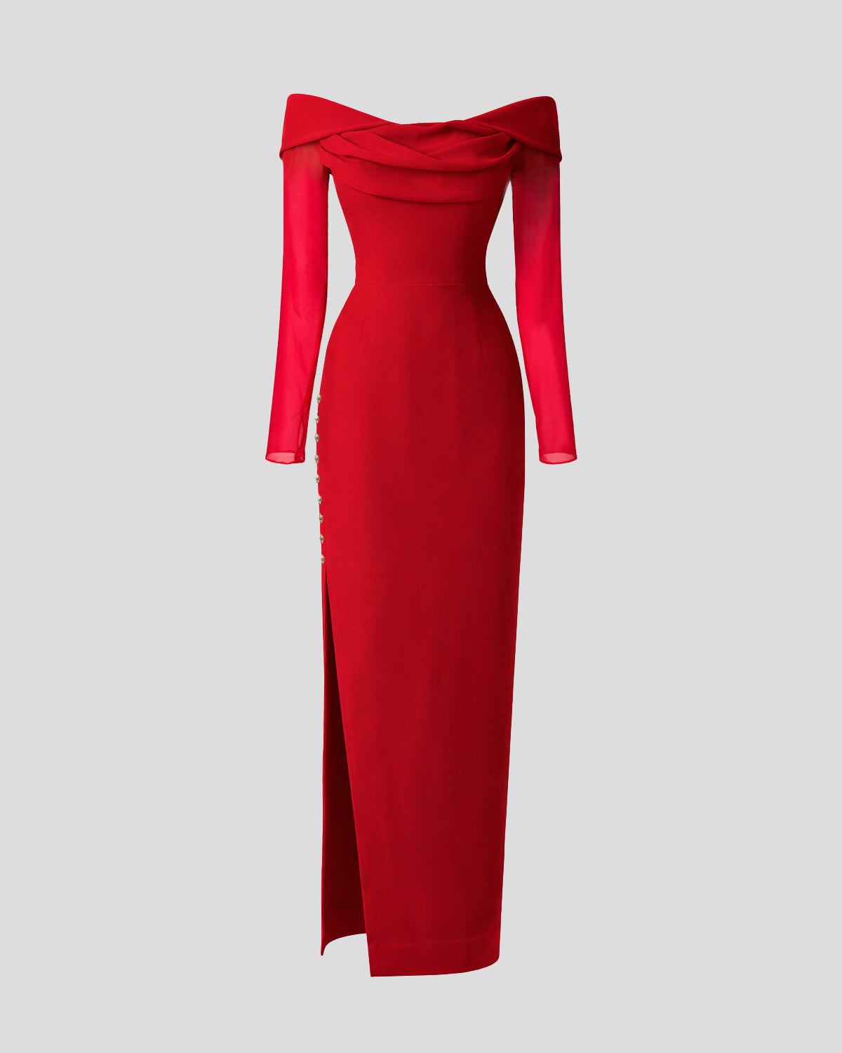 Halsey Dress in red Cady Frisottino and Silk Georgette
