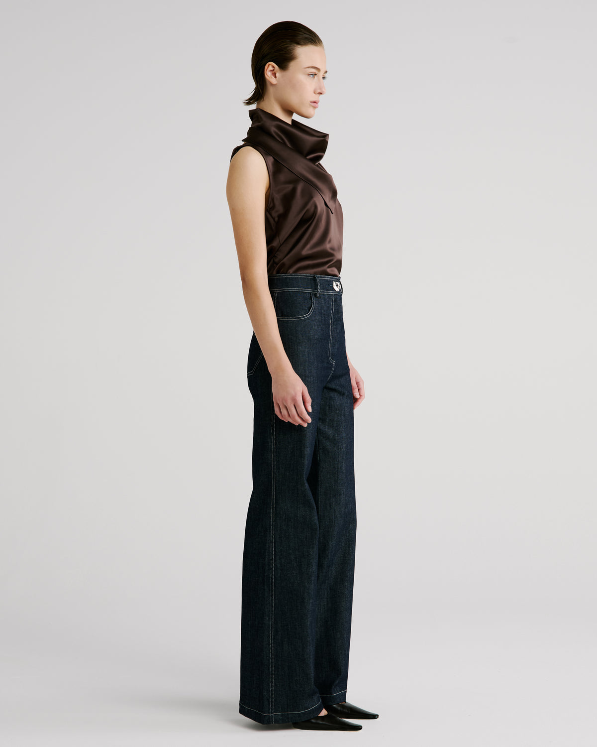 Innamorato Blouse in brown Cady Satin