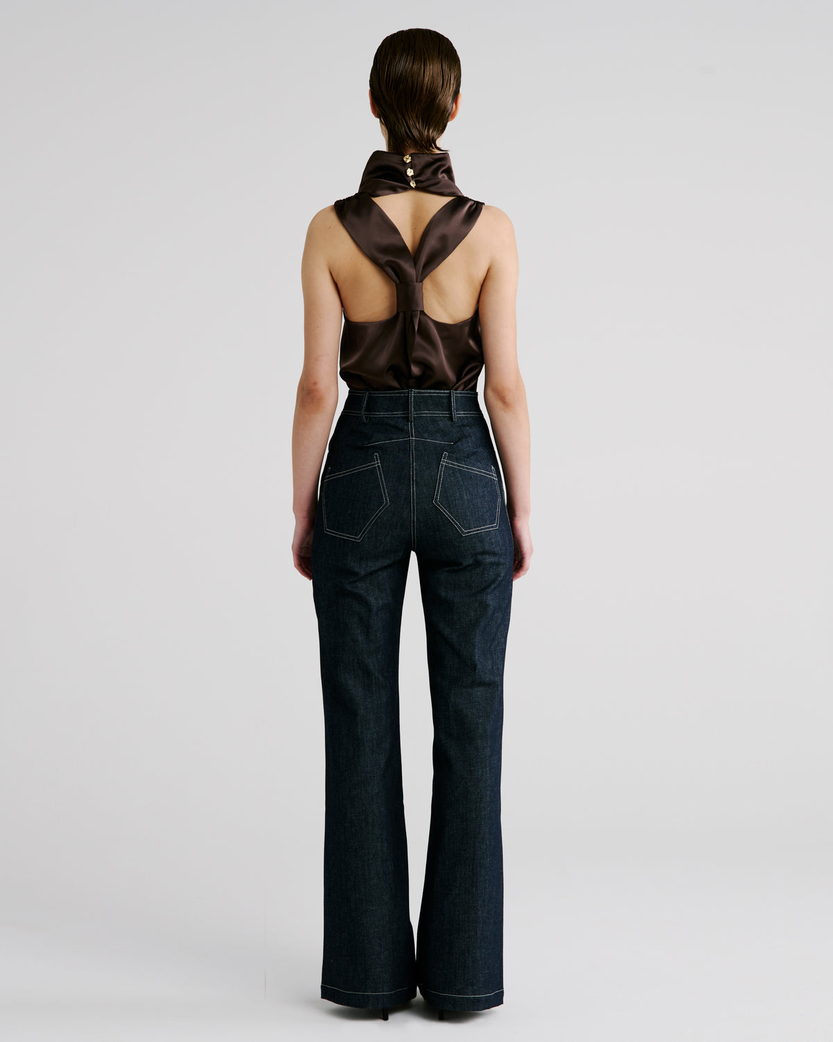 Innamorato Blouse in brown Cady Satin