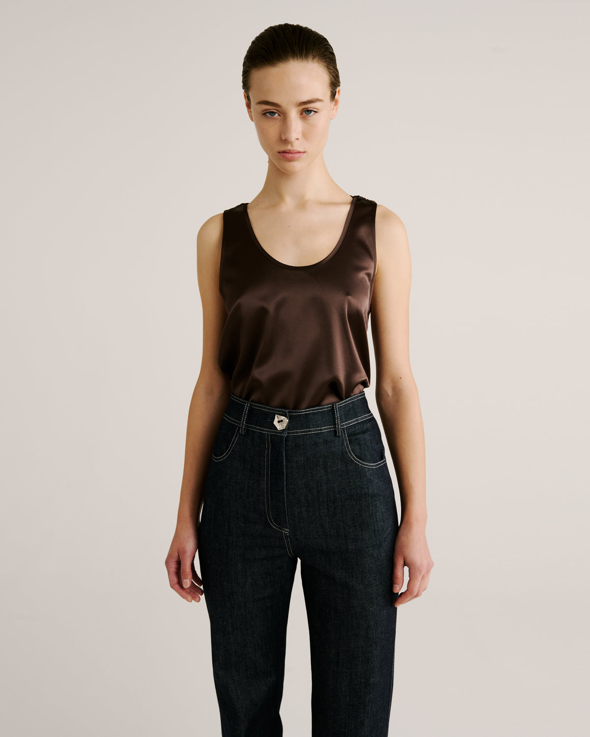 Innamorato Blouse in brown Cady Satin