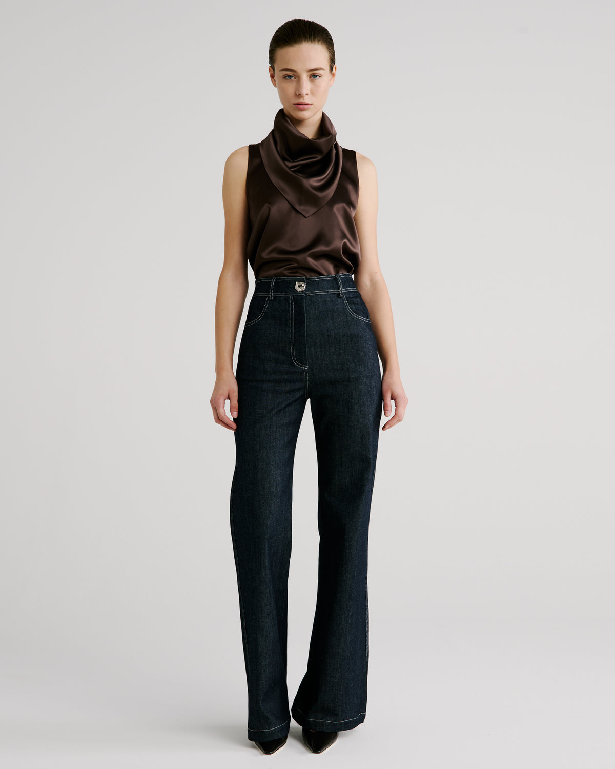 Innamorato Blouse in brown Cady Satin