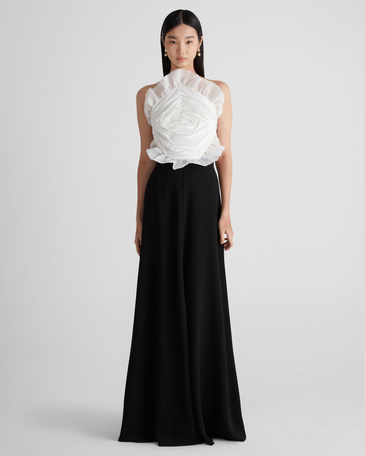June 22nd backless dress sculptural silk halter neck
