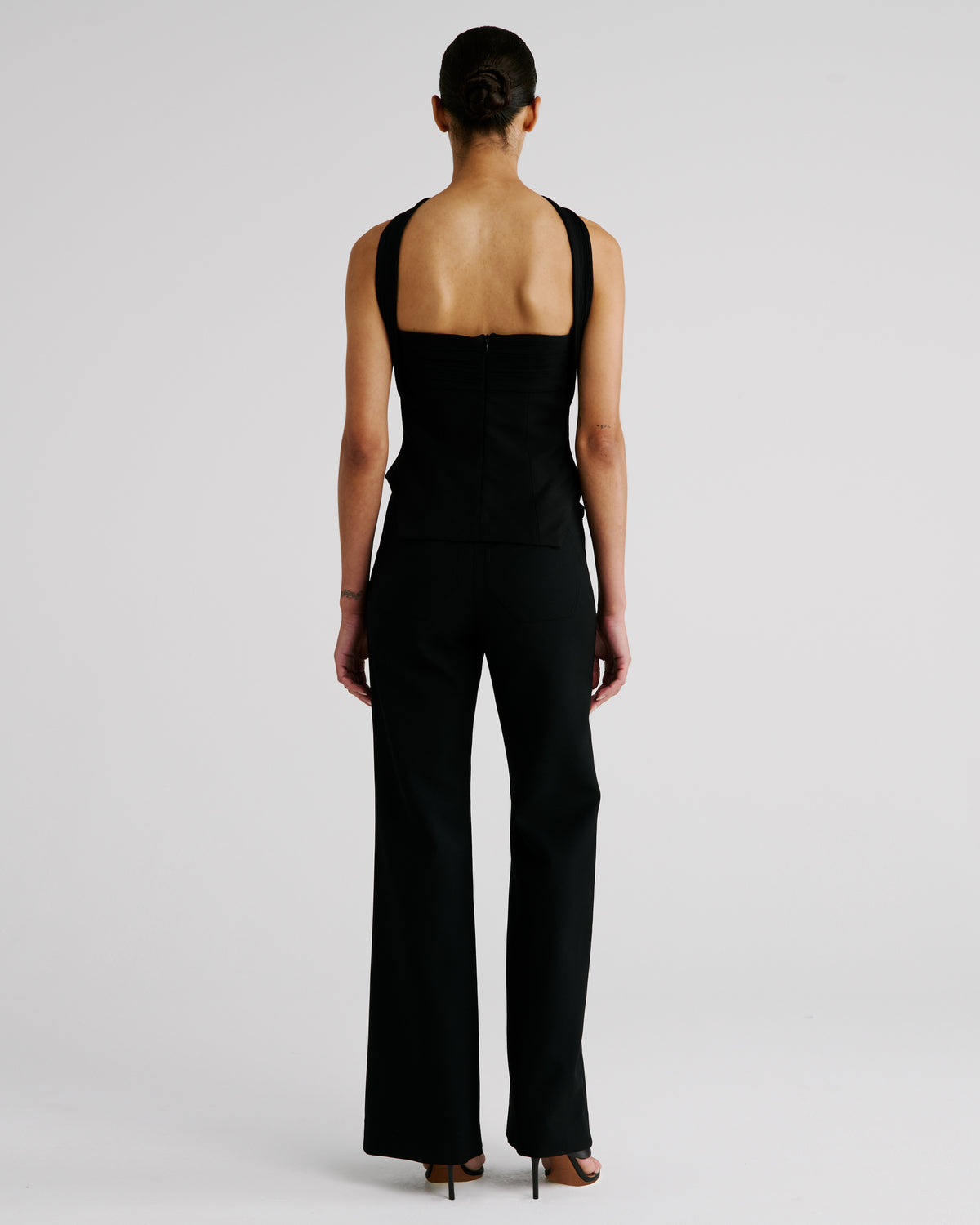 Kline Top in black Silk Creponne and Wool Crepe