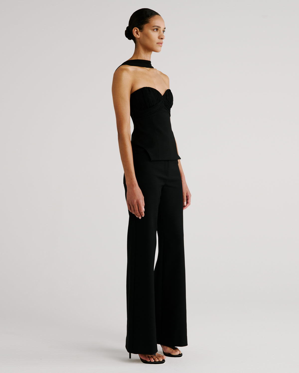 Kline Top in black Silk Creponne and Wool Crepe
