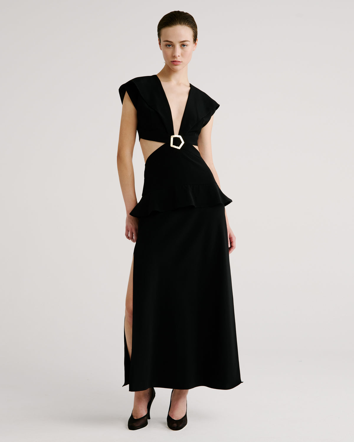 Leonida Dress in black Cady
