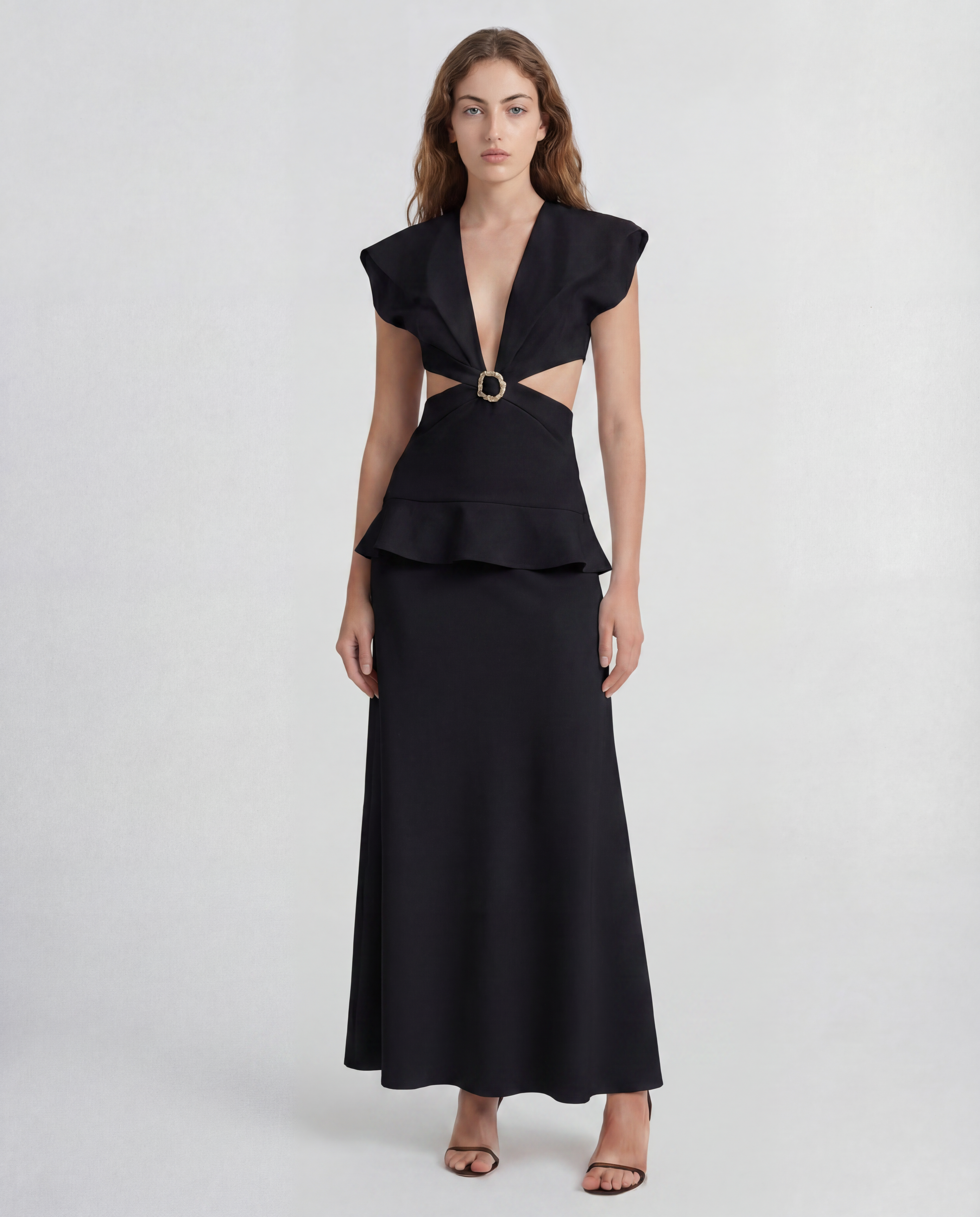 Leonida dress in exquisite cady with precise cut-outs