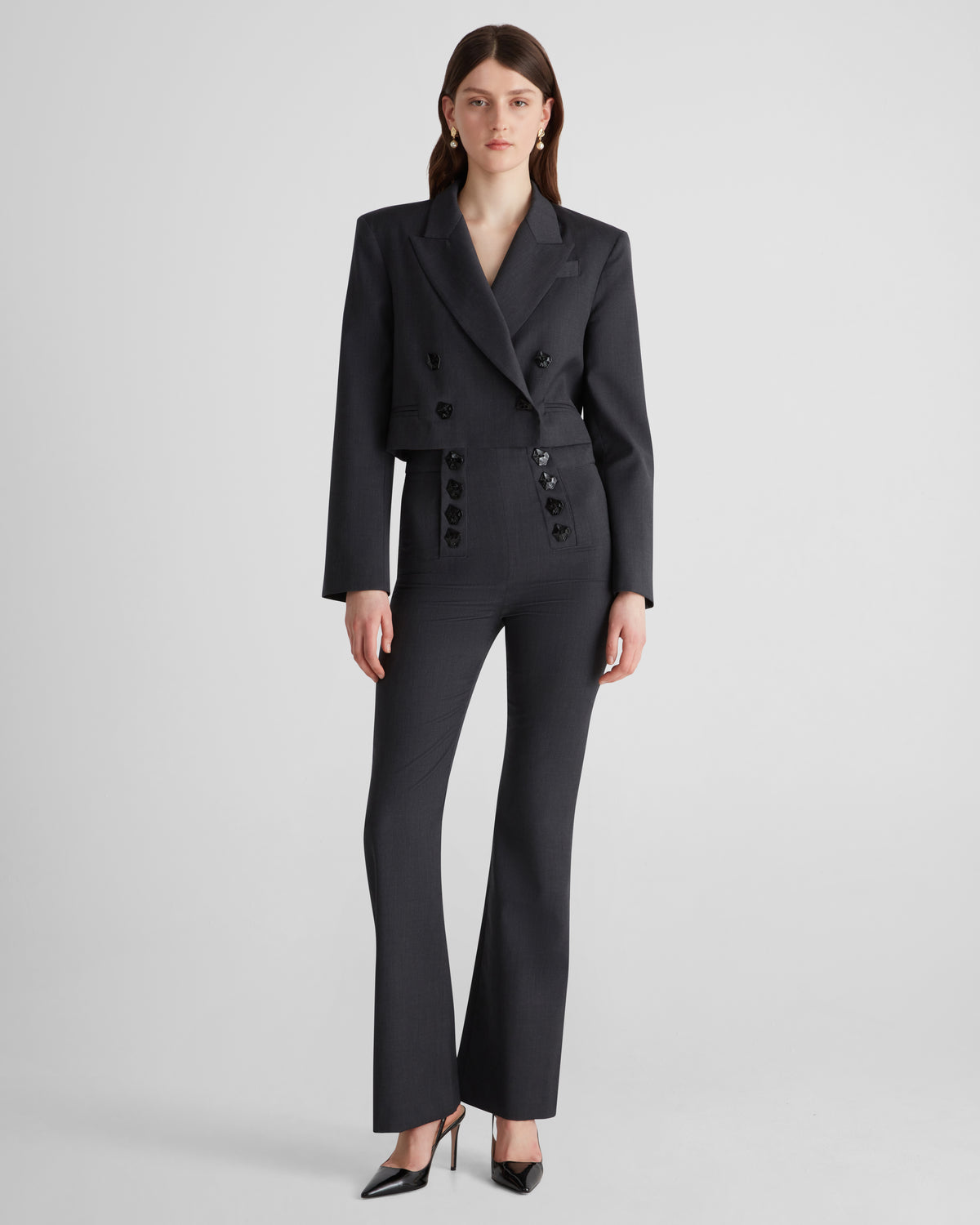 Matisse Trousers in wool crepe with a sweeping flared leg