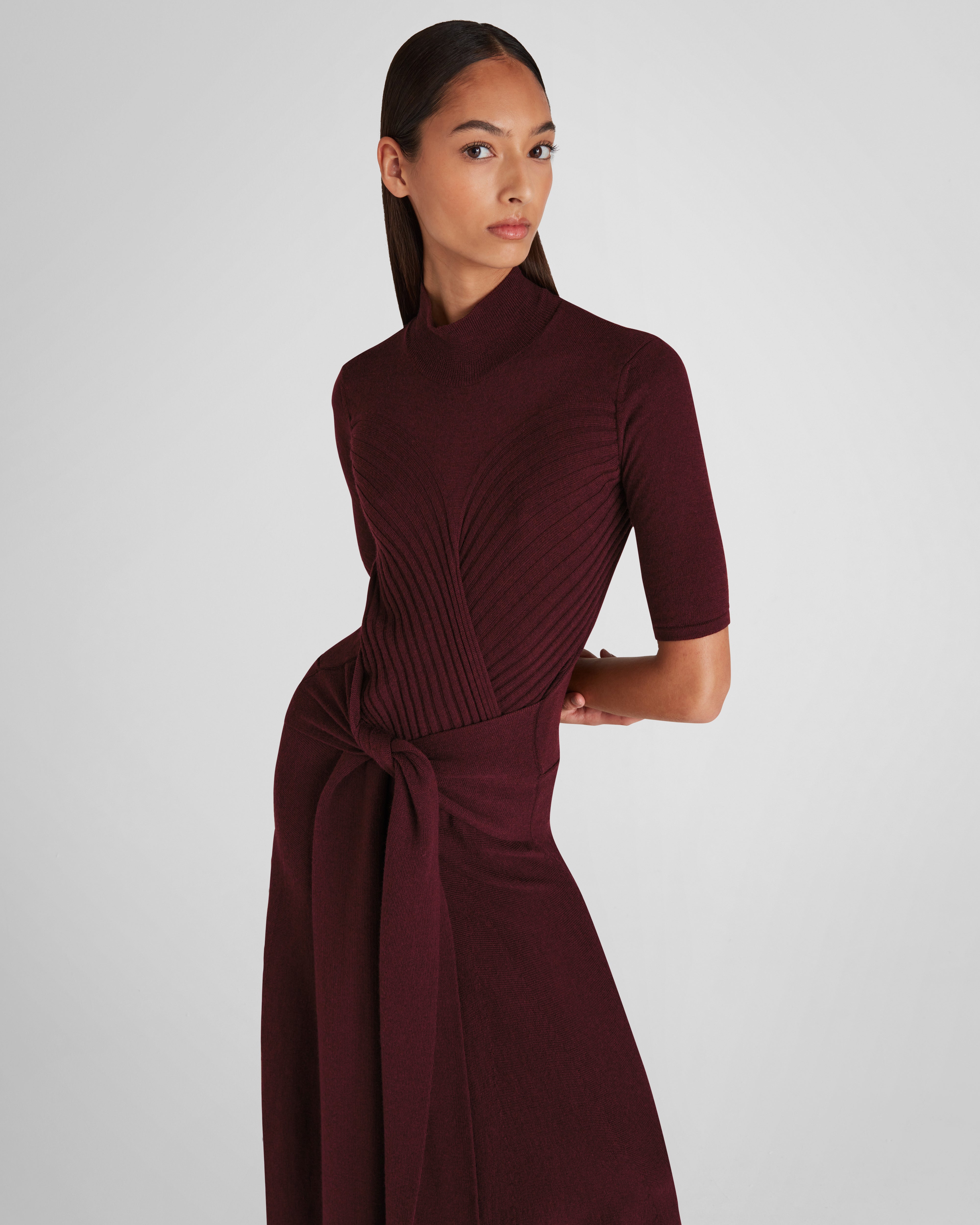 Takashi Knit Dress in burgundy Zegna Cashwool® Merino Wool
