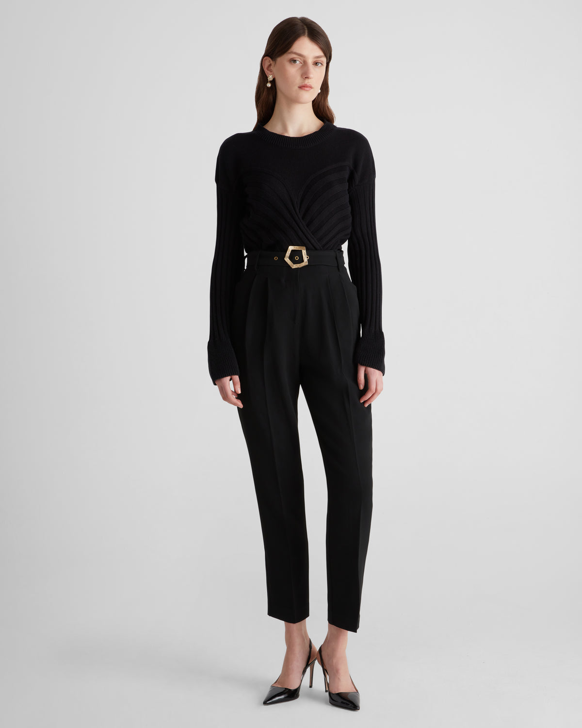Renny jumper in cashmere blend with sculptural ribbed motif