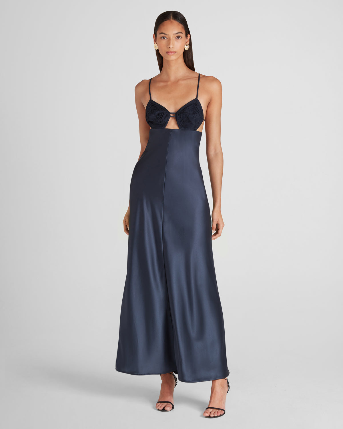 Rodari dress in sculptural silk creponne and cady satin