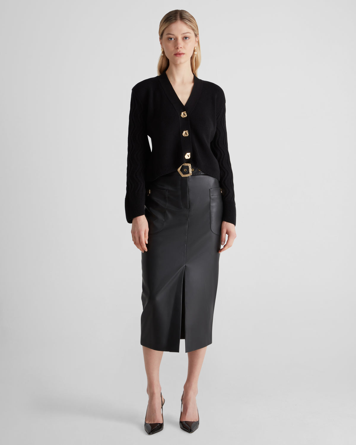 Wei Wei cardigan in cashmere blend with sculptural sleeves