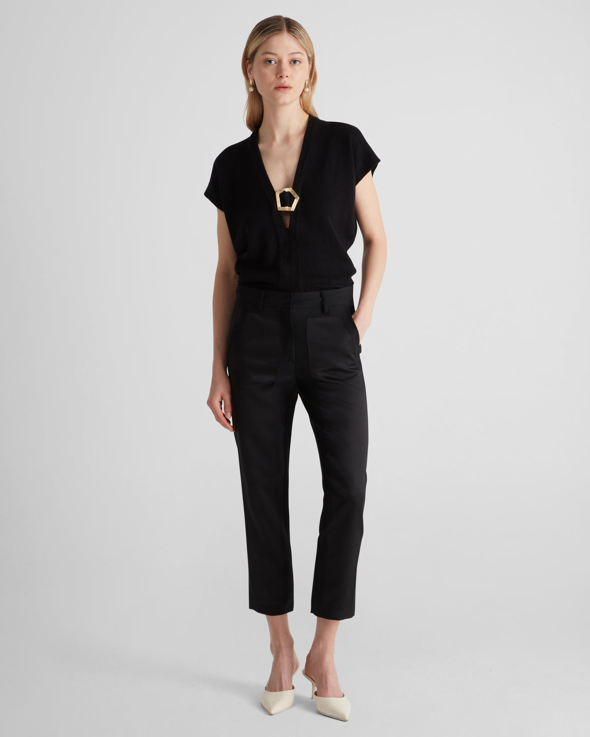 Scheggi straight-leg trousers with sculptural silk panels