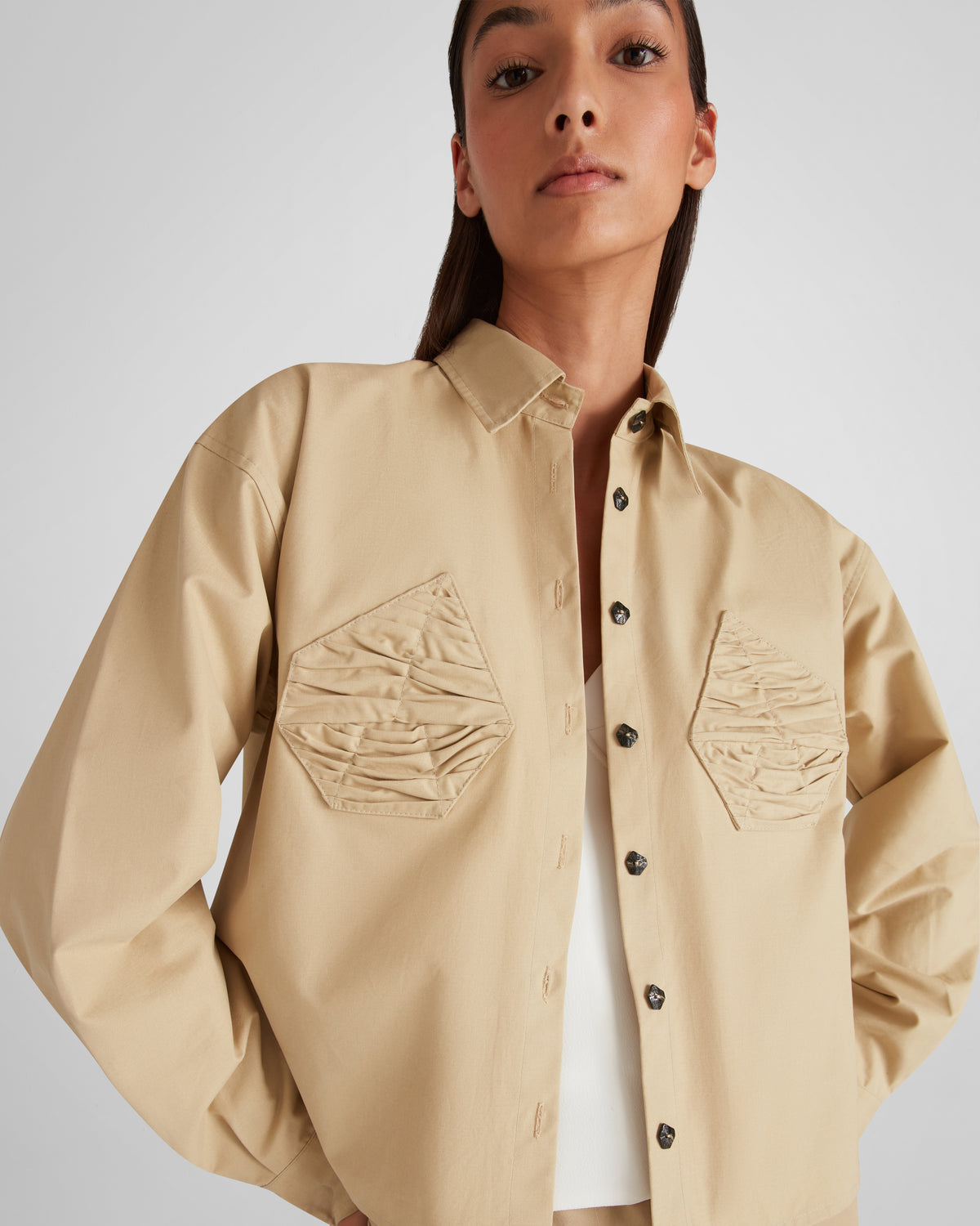 Lea Wordsworth cotton overshirt with sculptural embroidery