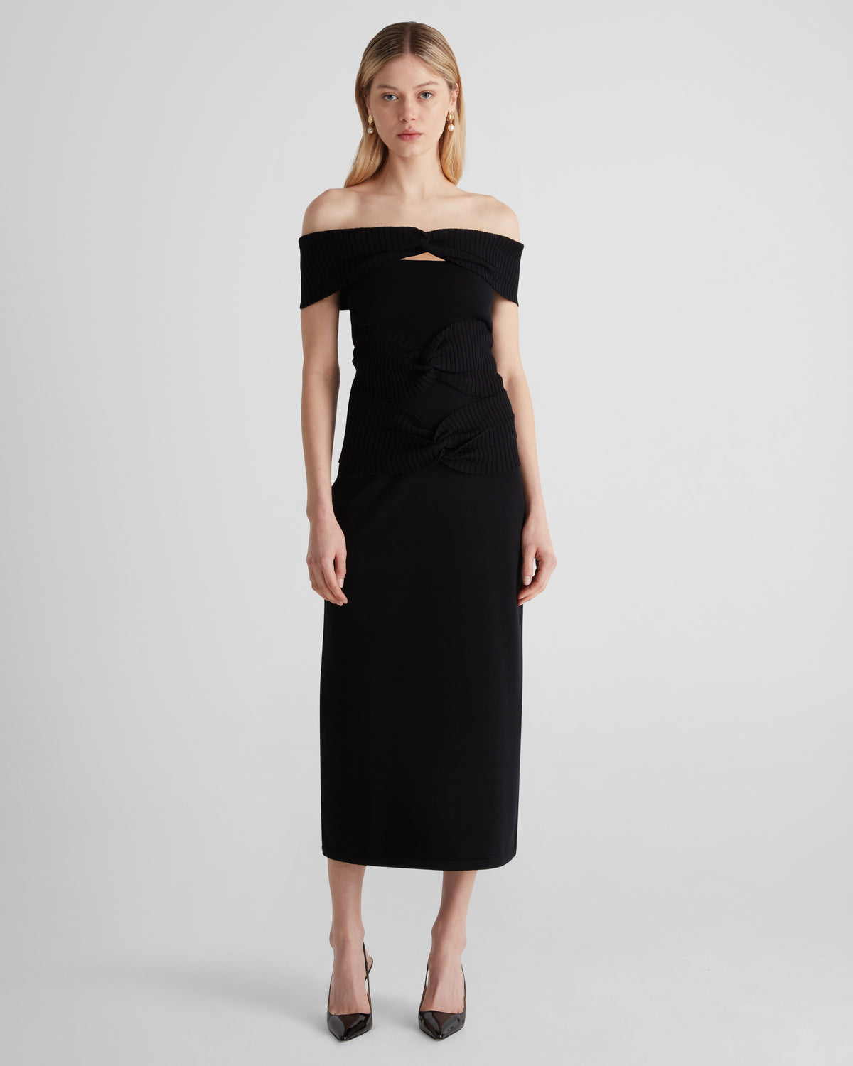 Zita Knitted Dress in viscose with knot detailing