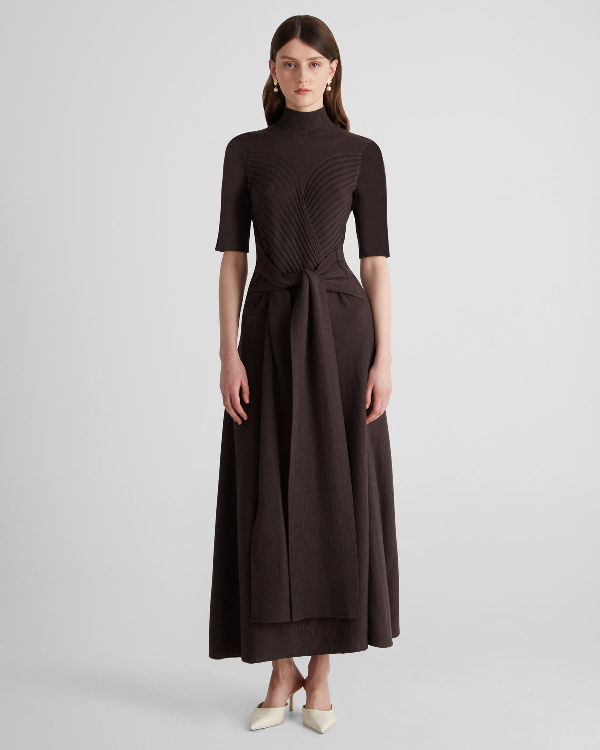 Takashi Knit Dress in brown Zegna Cashwool® Merino Wool