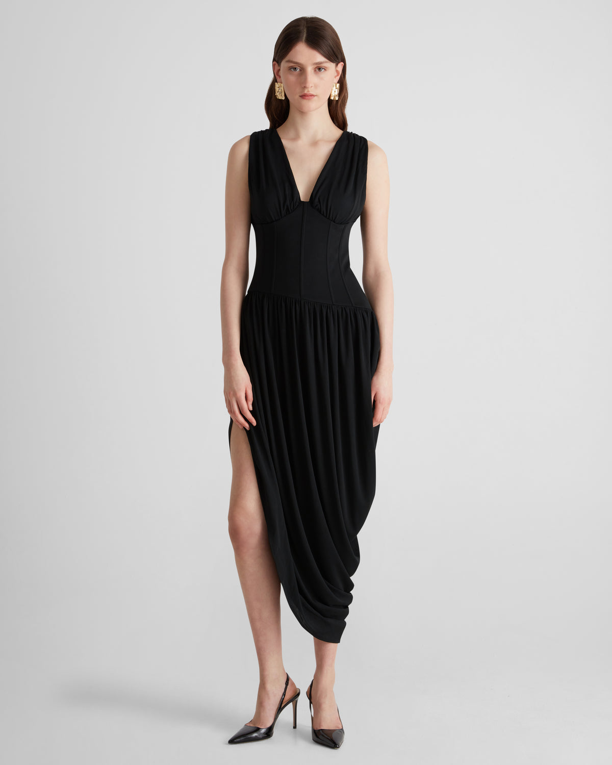 Fila Dress with a sculpted bustier in fluid crepe jersey