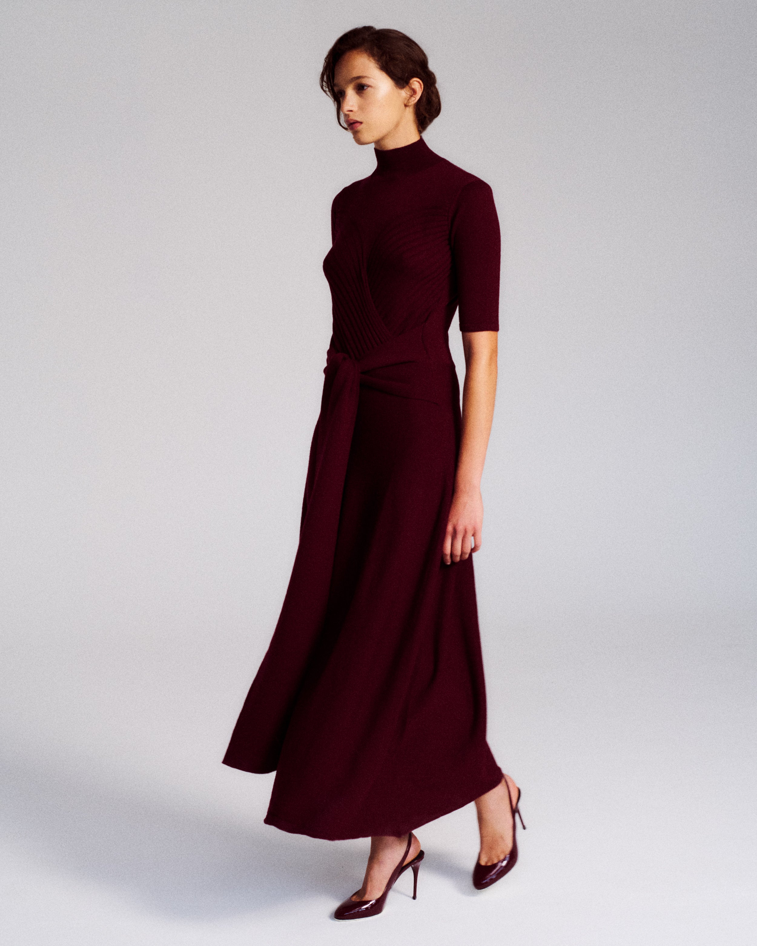 Takashi Knit Dress in burgundy Zegna Cashwool® Merino Wool