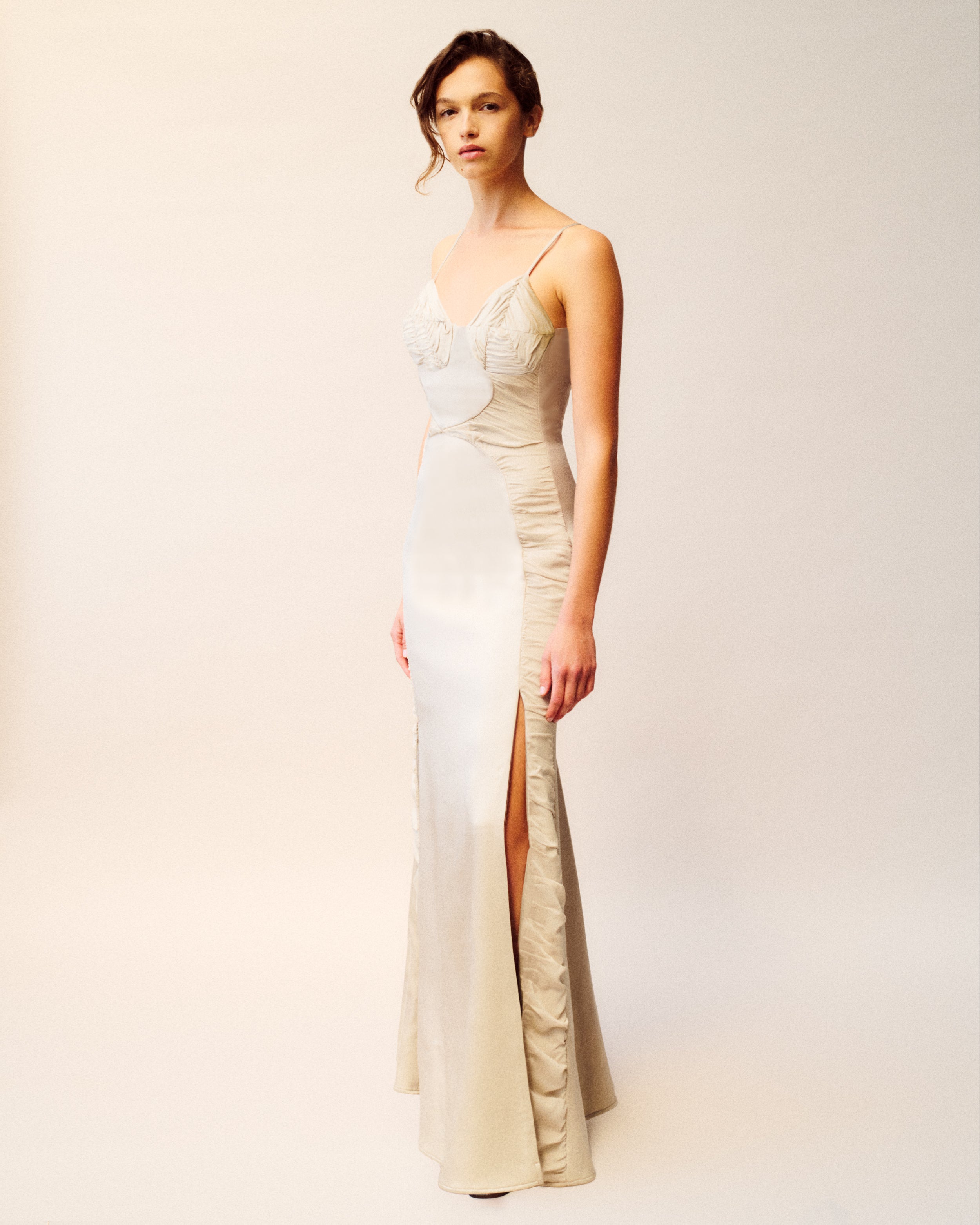 Tetsuya Dress in taupe Sable Cady