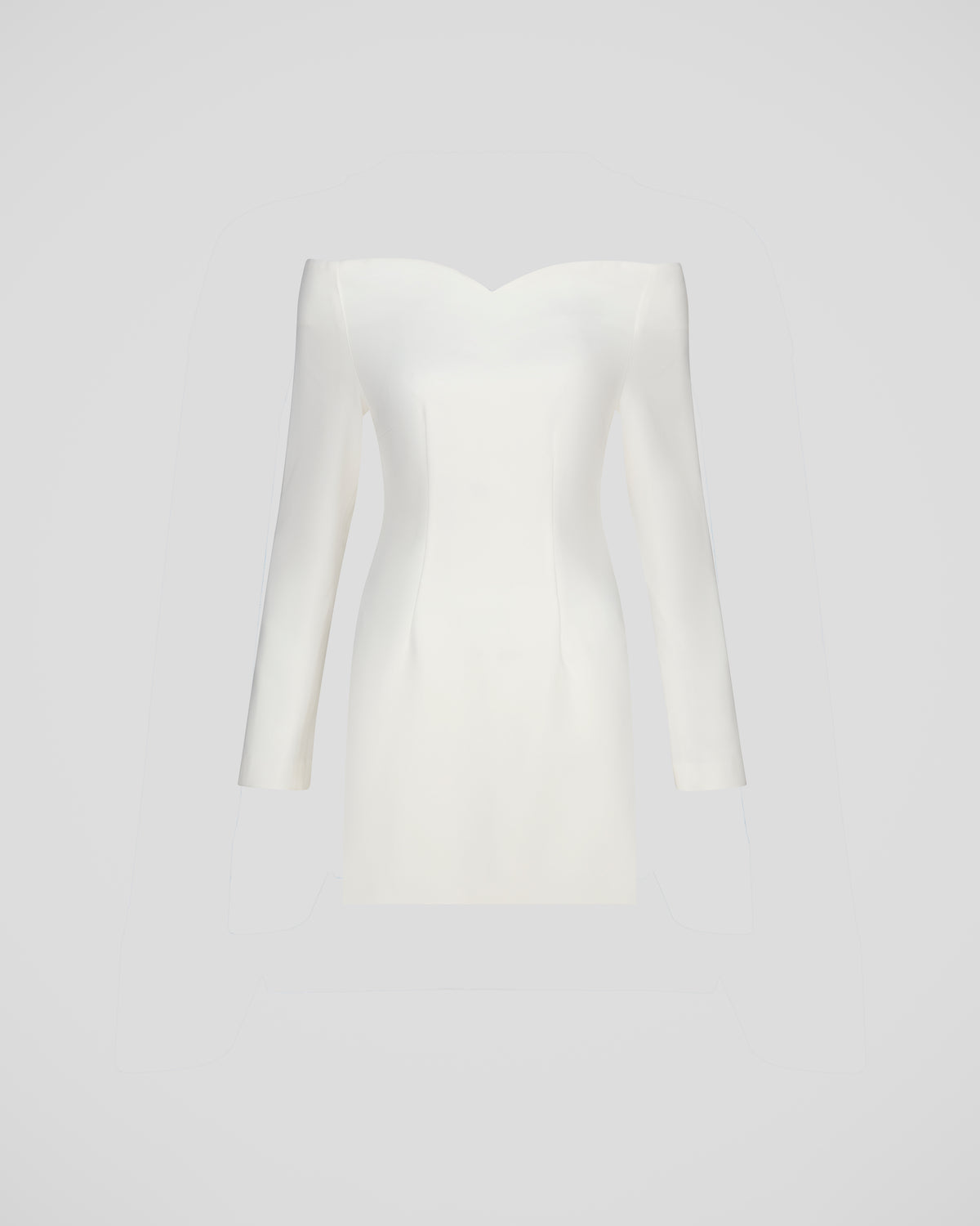 Marino Dress in cady with structured off-shoulder neckline