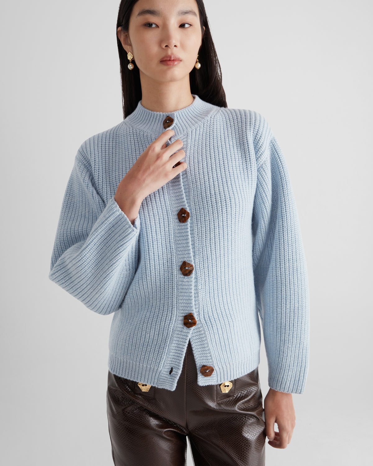 Mario Knit Cardigan in baby blue Zegna Cashwool® Merino Wool