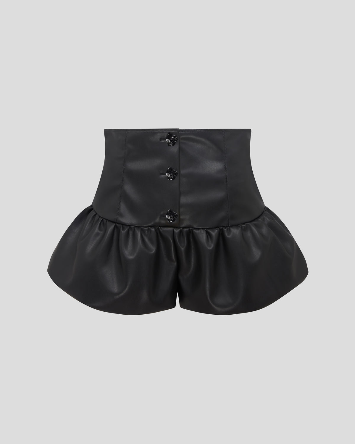Morocco Shorts in eco-leather with a flared peplum